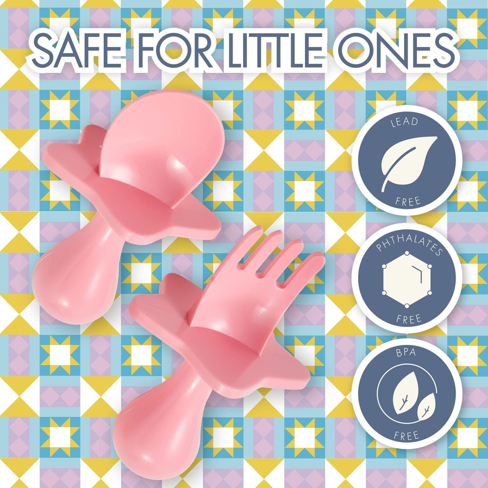 Nooli Baby Silverware Baby Fork Toddler Forks Toddler Utensils, BPA Phthalates-Free, Dishwasher and Sterilizer Safe, Pink