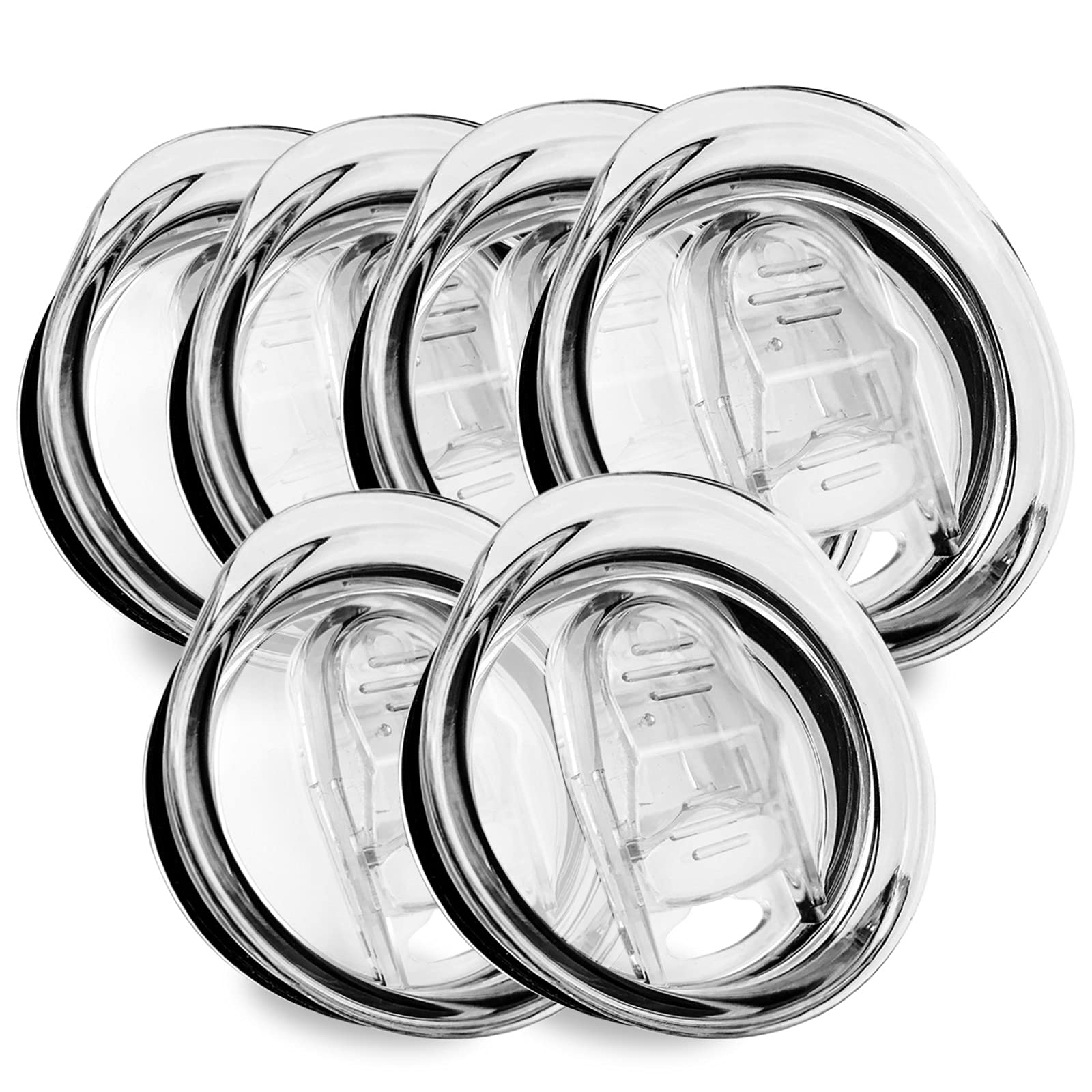 Xccme 20Oz Skinny Tumbler Replacement Lids 6 Pack,Spill Proof Splash Resistant Silicone Sliding Covers,Straw Friendly, Bpa Free