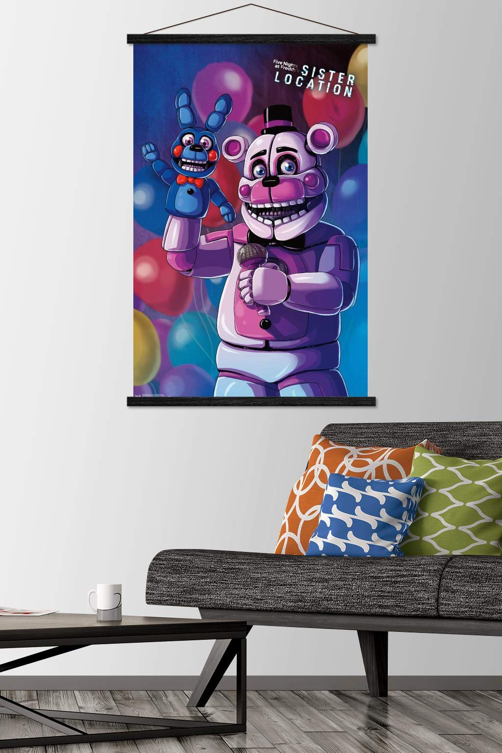 Trends International Five Nights At Freddy'S: Sister Location - Funtime Freddy Wall Poster, 22.375'' X 34'', Print And Black Han