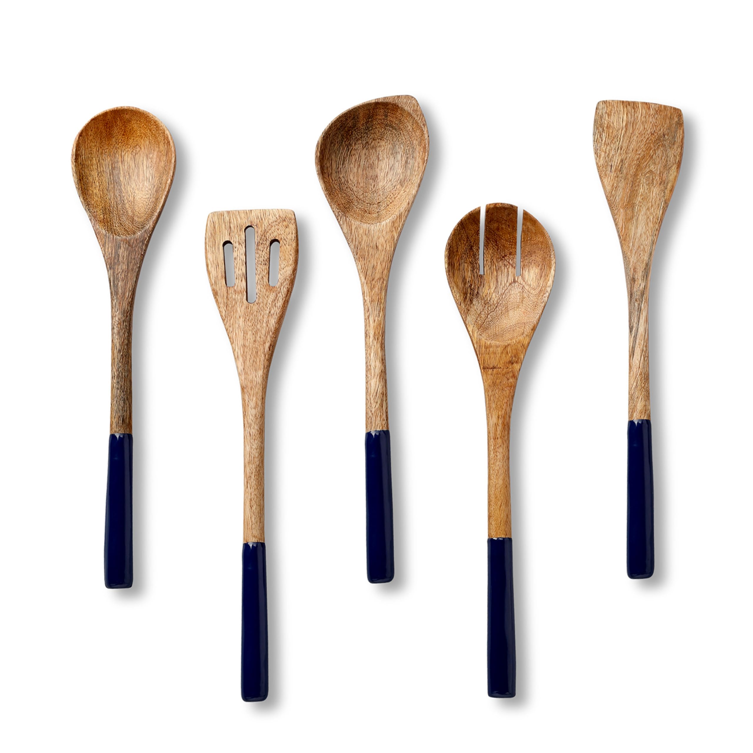 Folkulture Wooden Spoons For Cooking, Set Of 5 Wooden Cooking Utensils Or Non-Stick Wooden Kitchen Utensil Set, Non Toxic Wooden