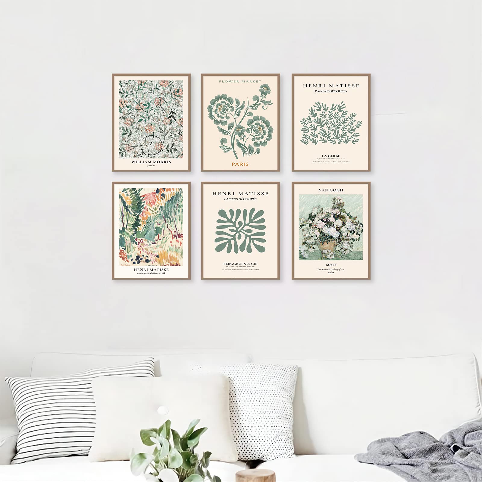 Sage Green Wall Art Decor  Abstract Matisse Wall Art Exhibition Posters  Minimalist Flower Market Wall Art Prints  Green Canvas Matisse Paintings Pictures for Aesthetic Room  Bedroom  Living Room  Gallery  Sage Green Room Decor(8x10inch  Unframed)