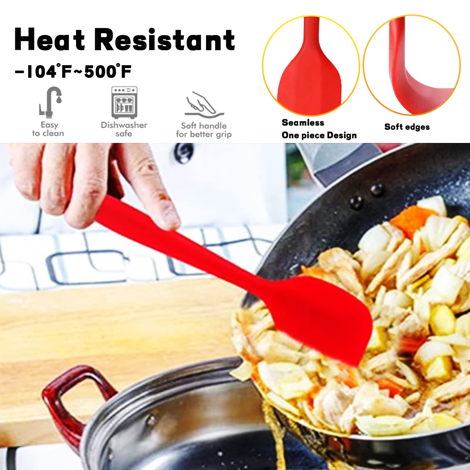 16 Pieces Silicone Spatula, 8.3 Inch Small Spatulas Heat-Resistant Non-Stick With Stainless Steel Core For Cake Cream Cooking Ga
