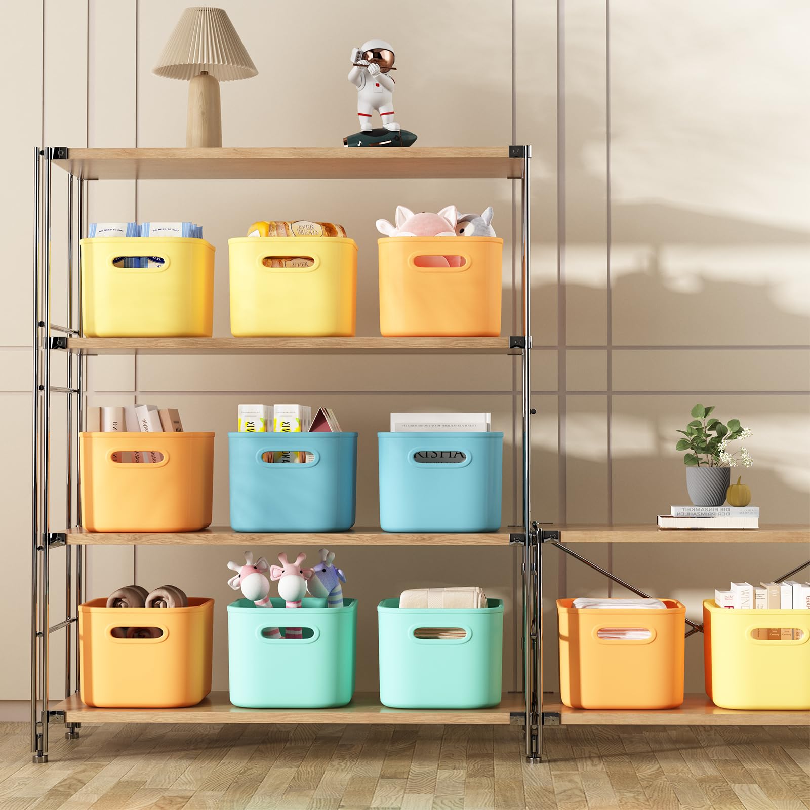 8 Pack Colorful Storage Bins With Lids For Shelves, Classroom Storage ...