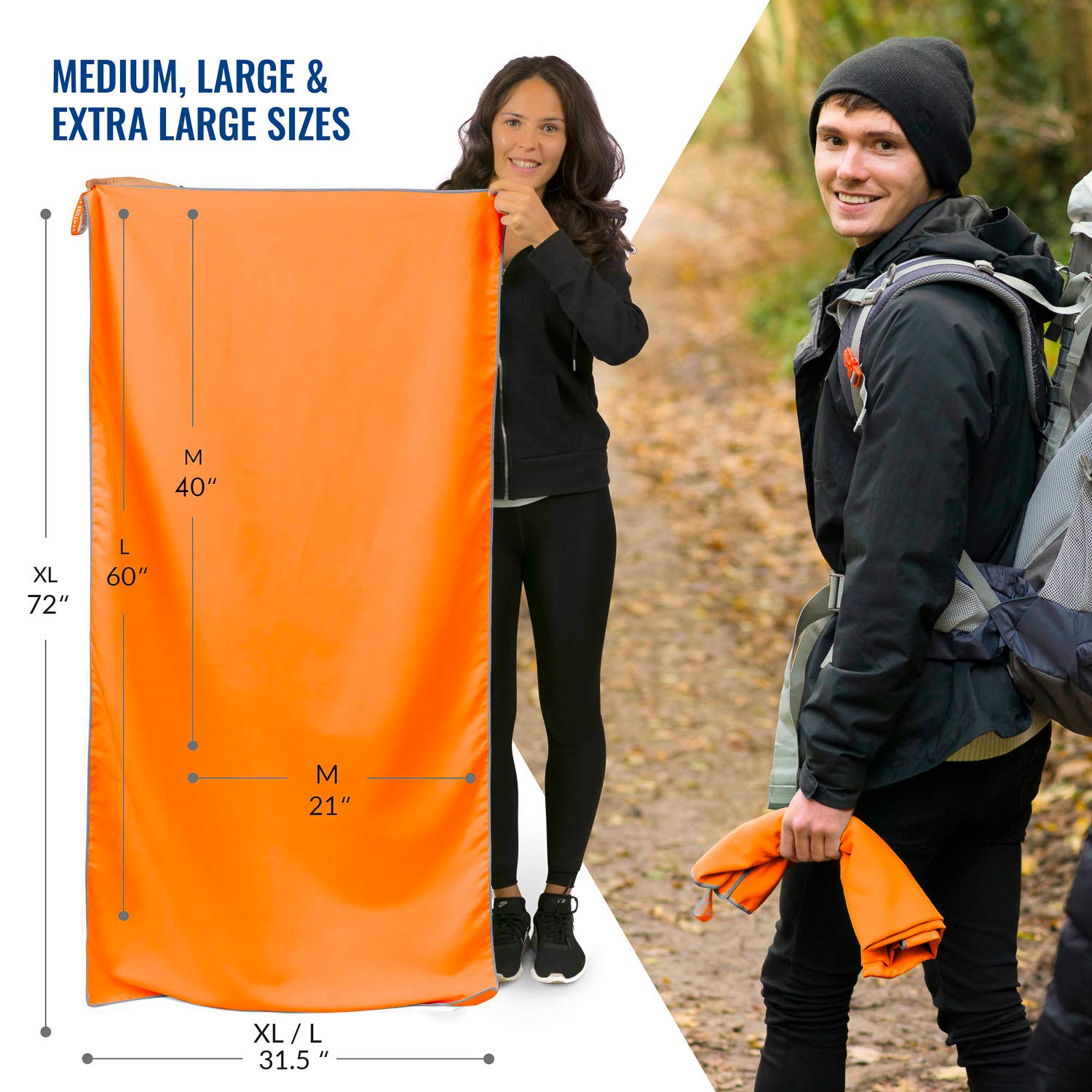 Venture 4Th Gym Towel - Ideal For Workout And Shower | Lightweight Quick Dry Microfiber Towel (Orange-Gray Medium)