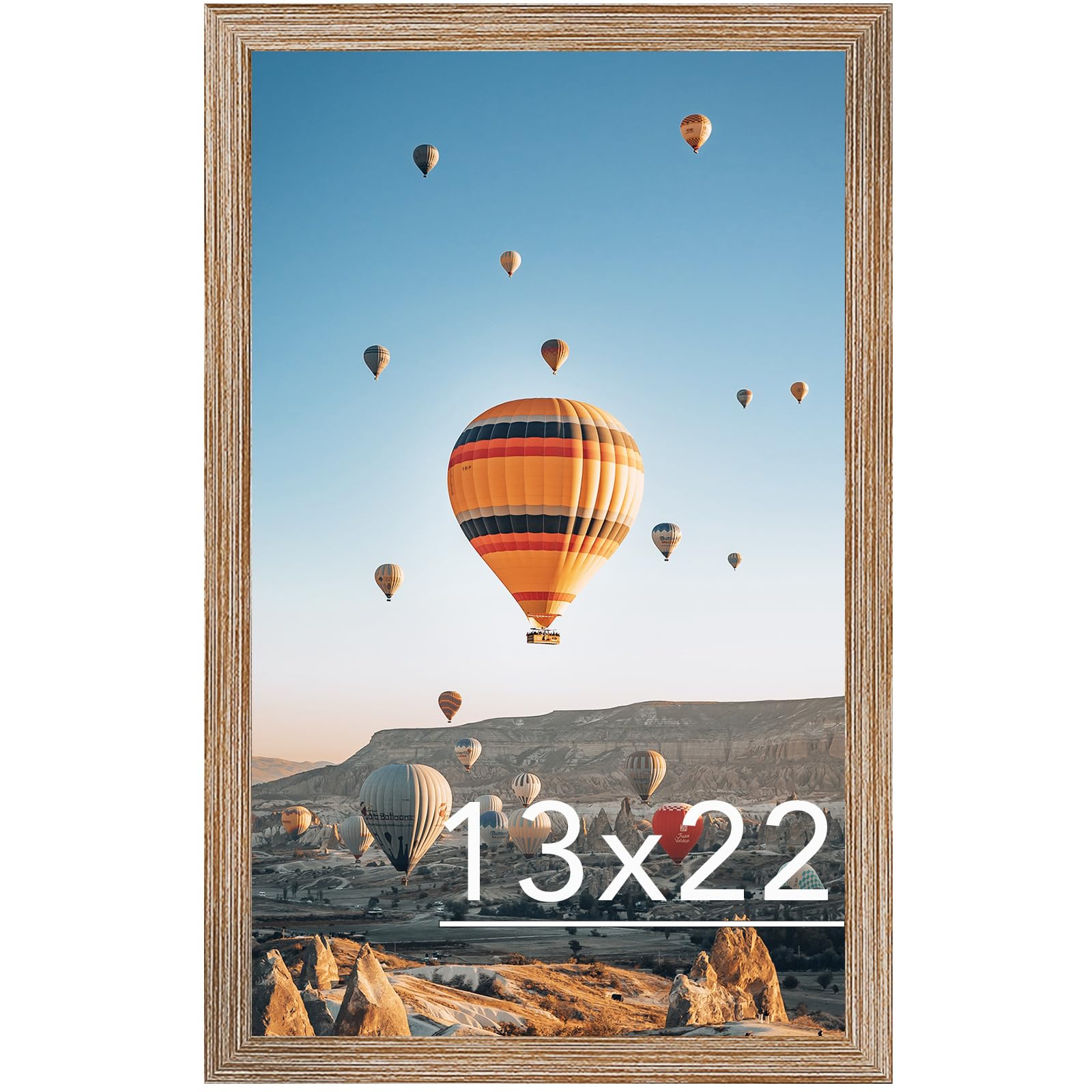 JCJMY 13x22 Picture Frame Rustic Brown for Poster Photo Picture, Horizontal and Vertical Formats for Wall Hanging, 13 x 22 Wall 
