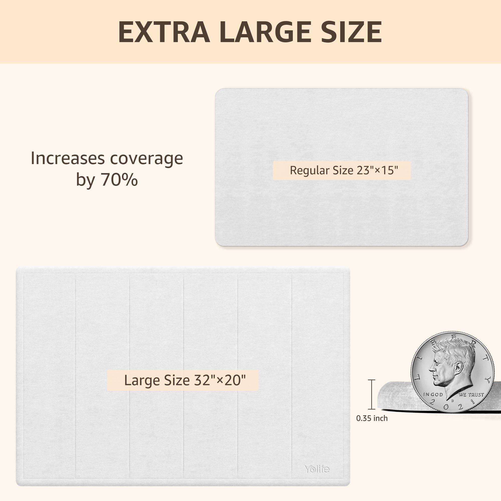 Yolife 32''X 20'' Stone Bath Mat Large, Diatomaceous Earth Bath Mat For Bathroom, Super Absorbent Quick Drying Stone Shower Mat,
