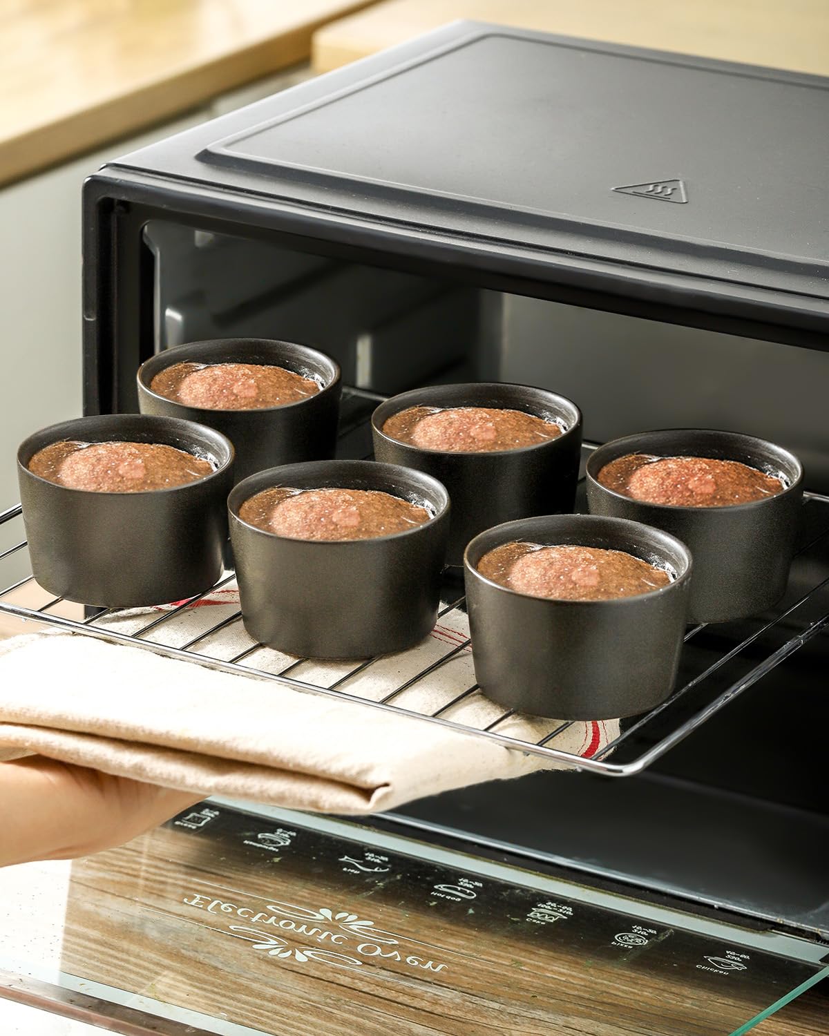 Tikooere Ramekins 4 oz, Oven Safe Souffl   Dishes for Creme Brulee, Souffle, Pudding, Lava Cake, Stoneware Custard Cups for Baki
