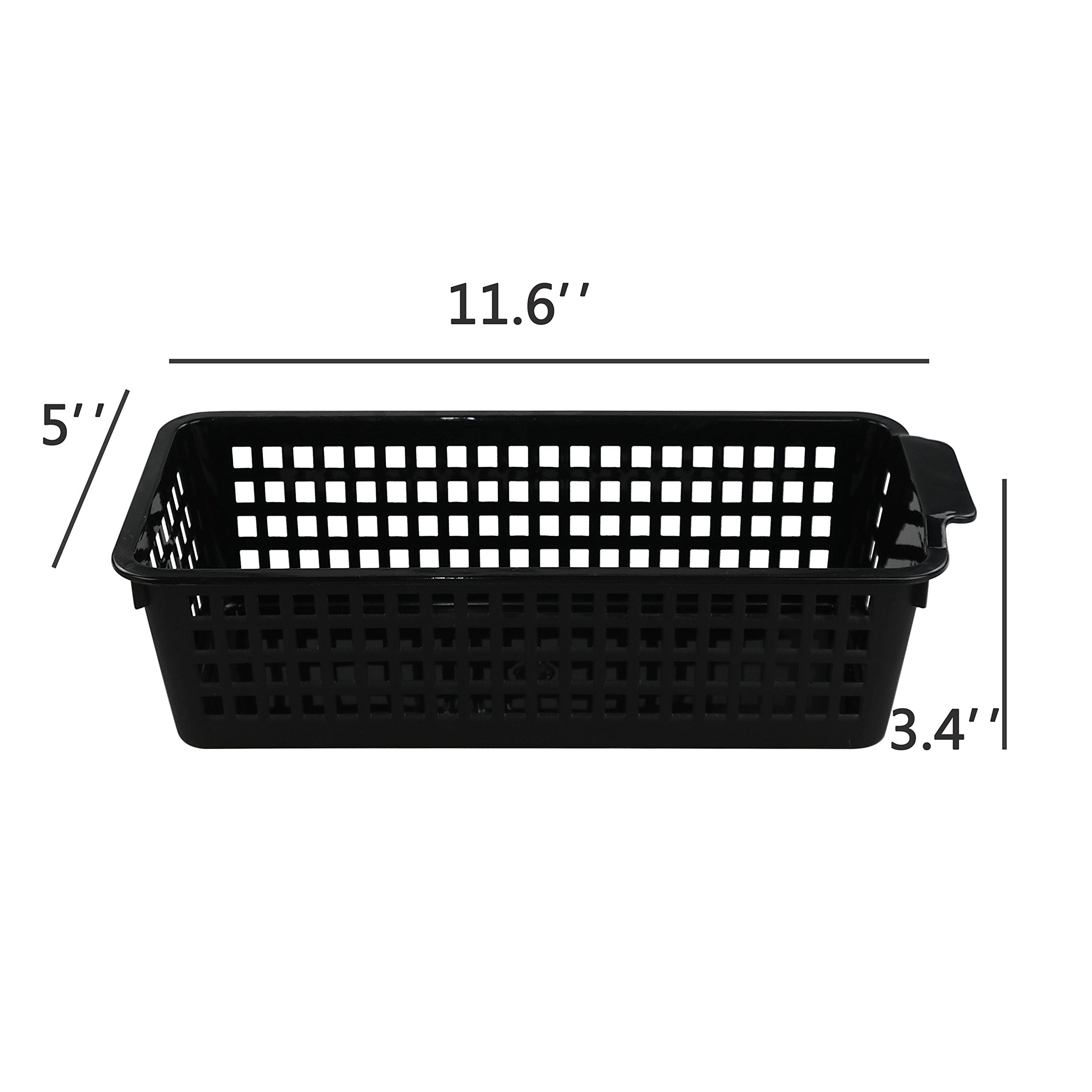 Begale Small Plastic Storage Baskets, Black, 11.6''L X 5''W X 3.4''H, Set Of 6