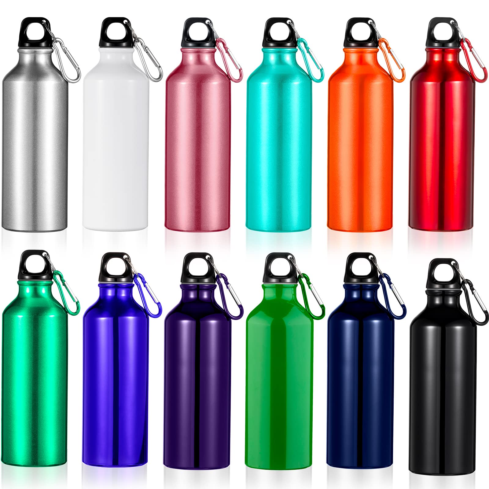 Gandeer 12 Pieces Aluminum Water Bottle 17 Oz Aluminum Bike Water Bottle Backpacking Water Bottles Reusable Bottles Sports Bottl