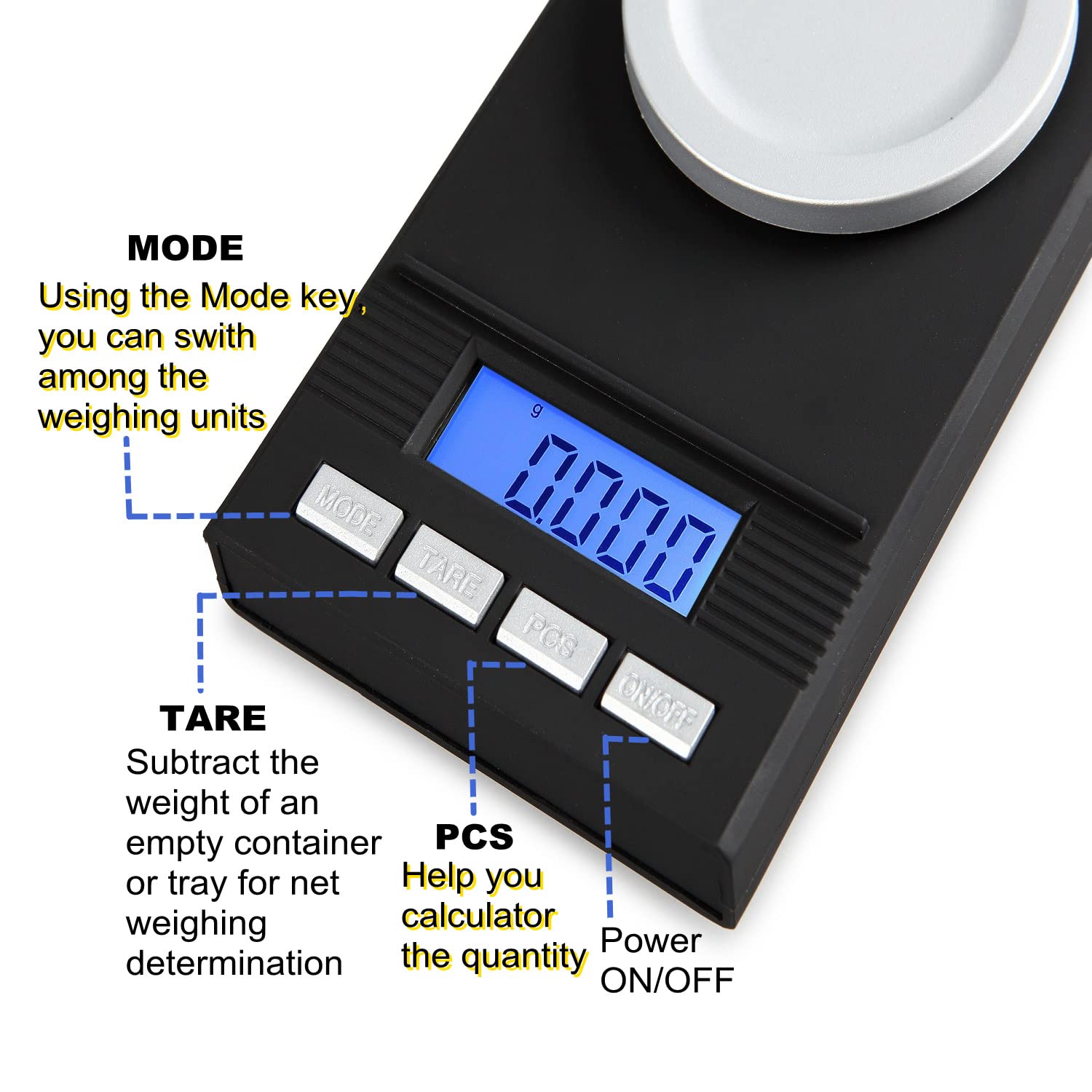 50G/1.7637Oz High Precision Digital Milligram Scale, 0.001G /0.0001Oz Accuracy, Portable Jewelry Scale Digital Weight With Calib