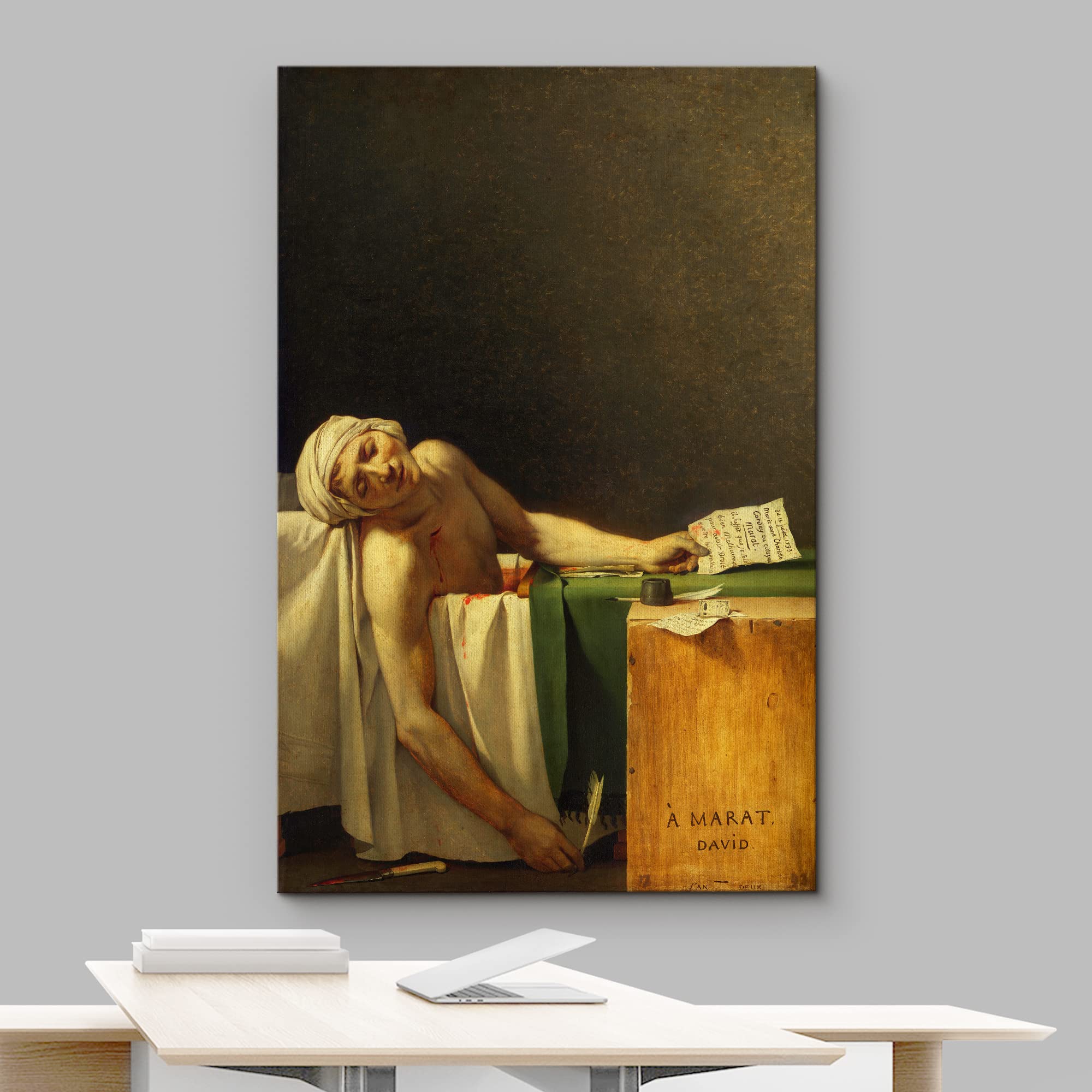 Wall26 - The Death Of Marat By Jacques-Louis David - Canvas Print Wall Art Famous Painting Reproduction - 32'' X 48''
