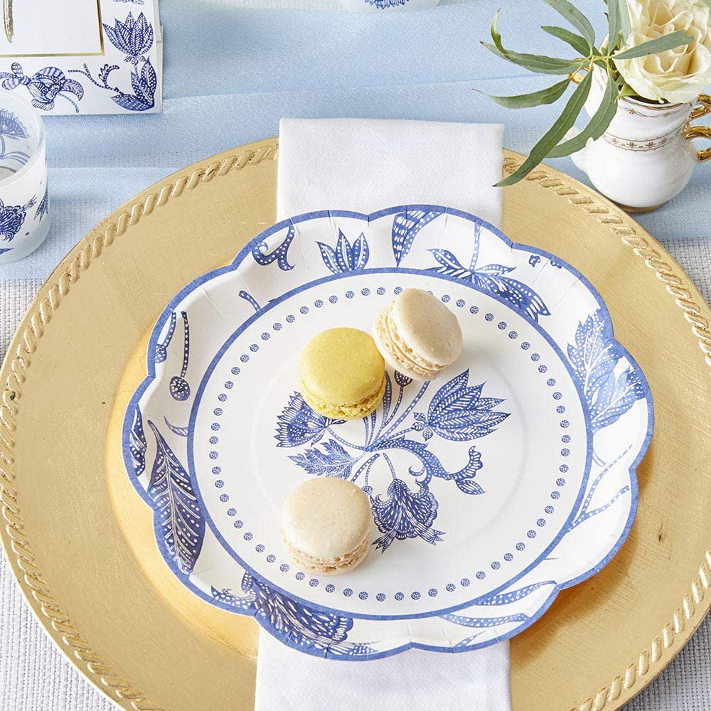 Kate Aspen 32 Pcs Blue Willow Paper Plates, 9 Inch Heavy Duty Disposable Party Plates, Party Supplies Tableware For Birthday, We
