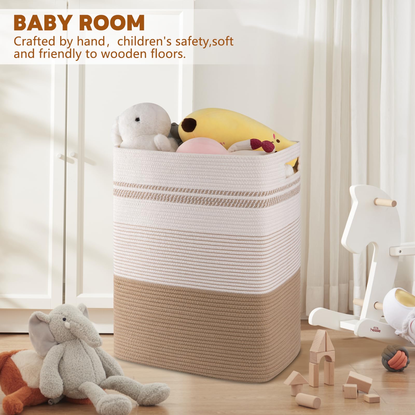 Sixdove Laundry Hamper, Large Woven Rope Tall Laundry Basket With Handles, 22'' X 17'' X 13'', Decorative Storage Basket For Clo