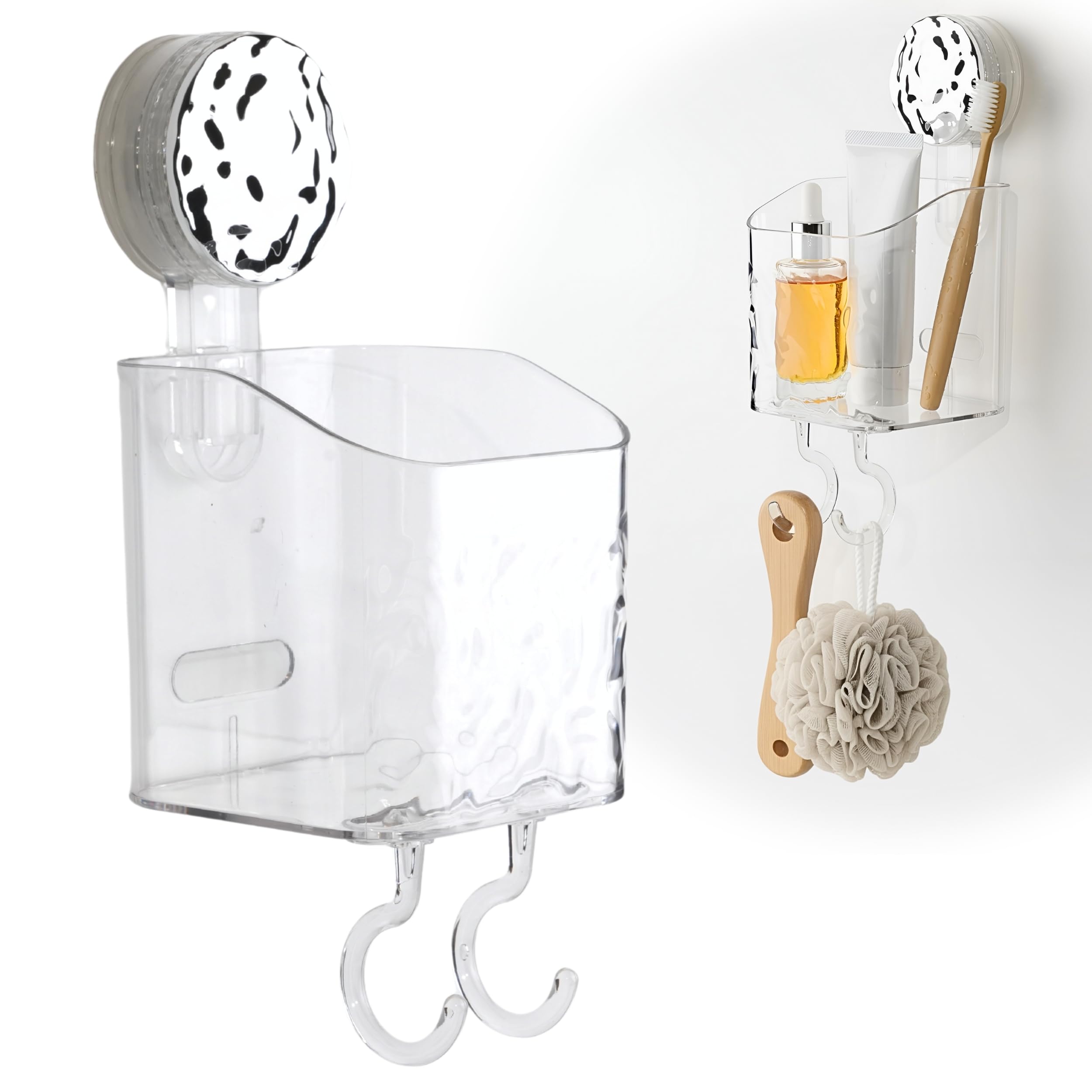 HOME&I Suction Cup Toothbrush Holder and Shower Caddy - Drill-Free, Removable, Powerful Suction Cup, Self-Draining Design for Ba