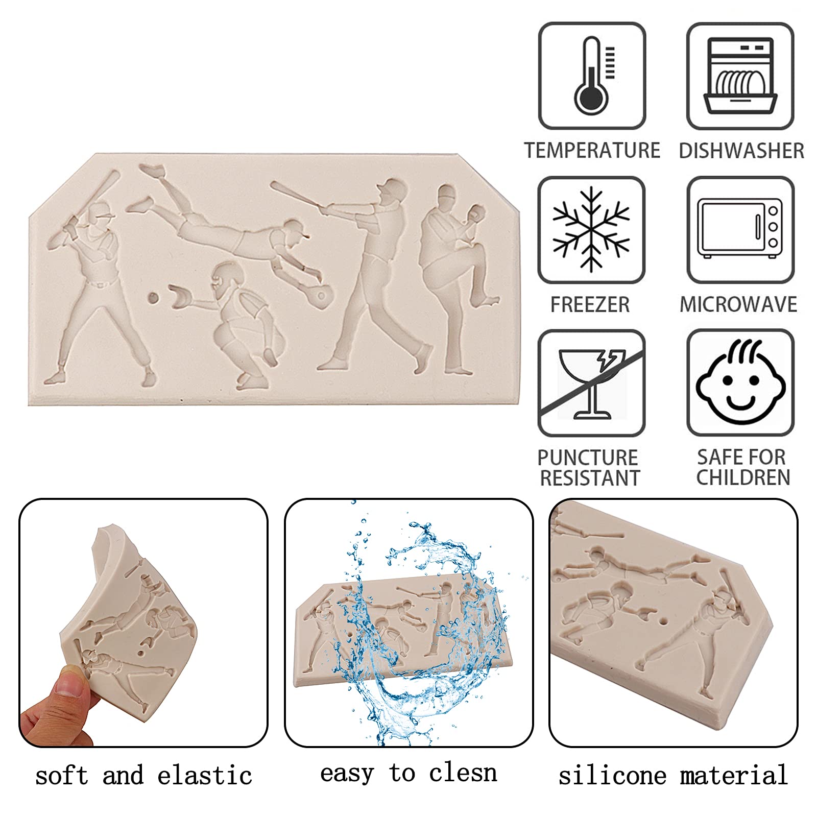 Baseball Fondant Silicone Mold For Cake Decoration, Softball Glove Silicone Chocolate Candy Mold, Kitchen Baking Tools For Cupca