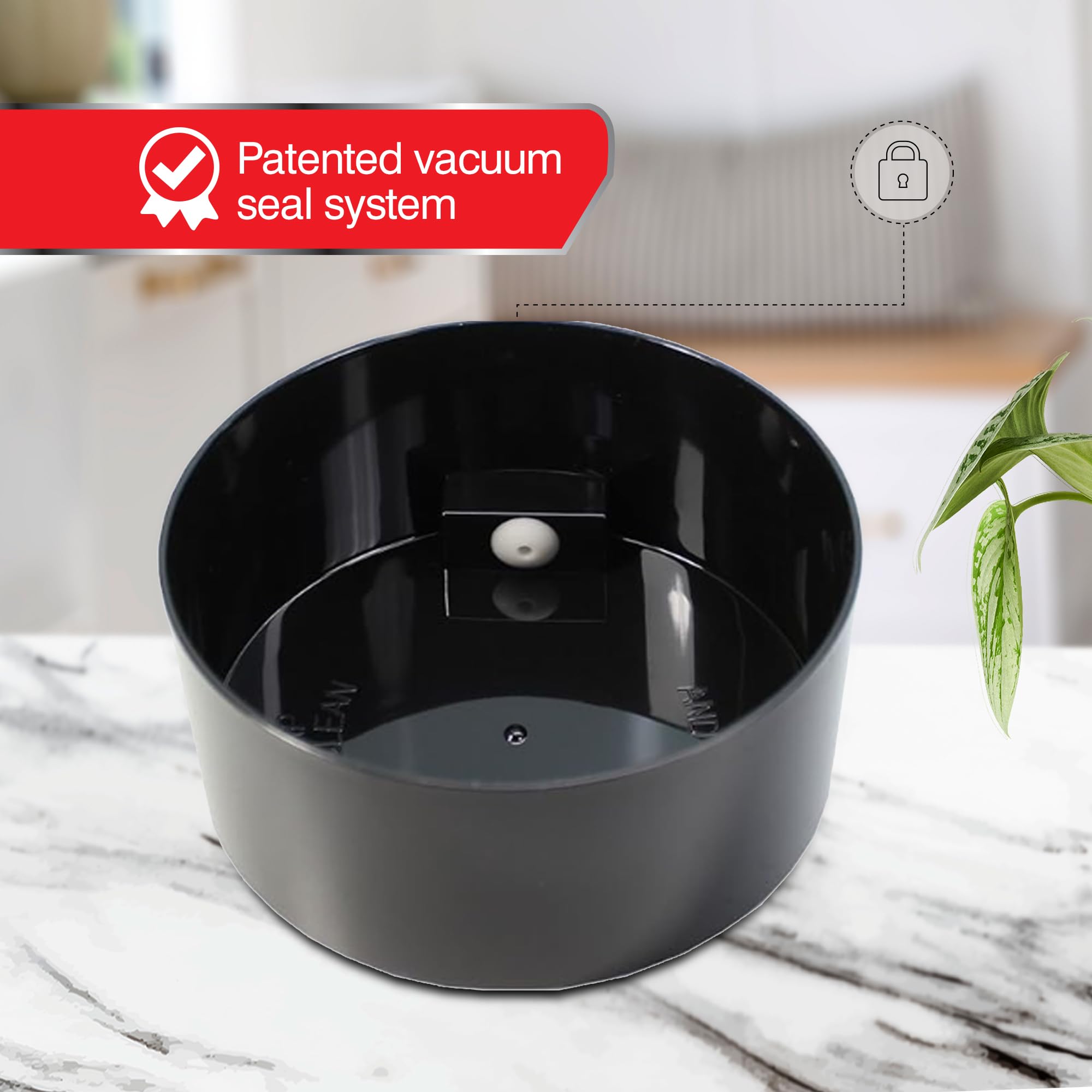 Coffeevac 1Lb Patented Airtight Multi-Use Vacuum Works As Smell Proof Ground Coffee Bean Containers. Black Cap And Body, 1.85-Li