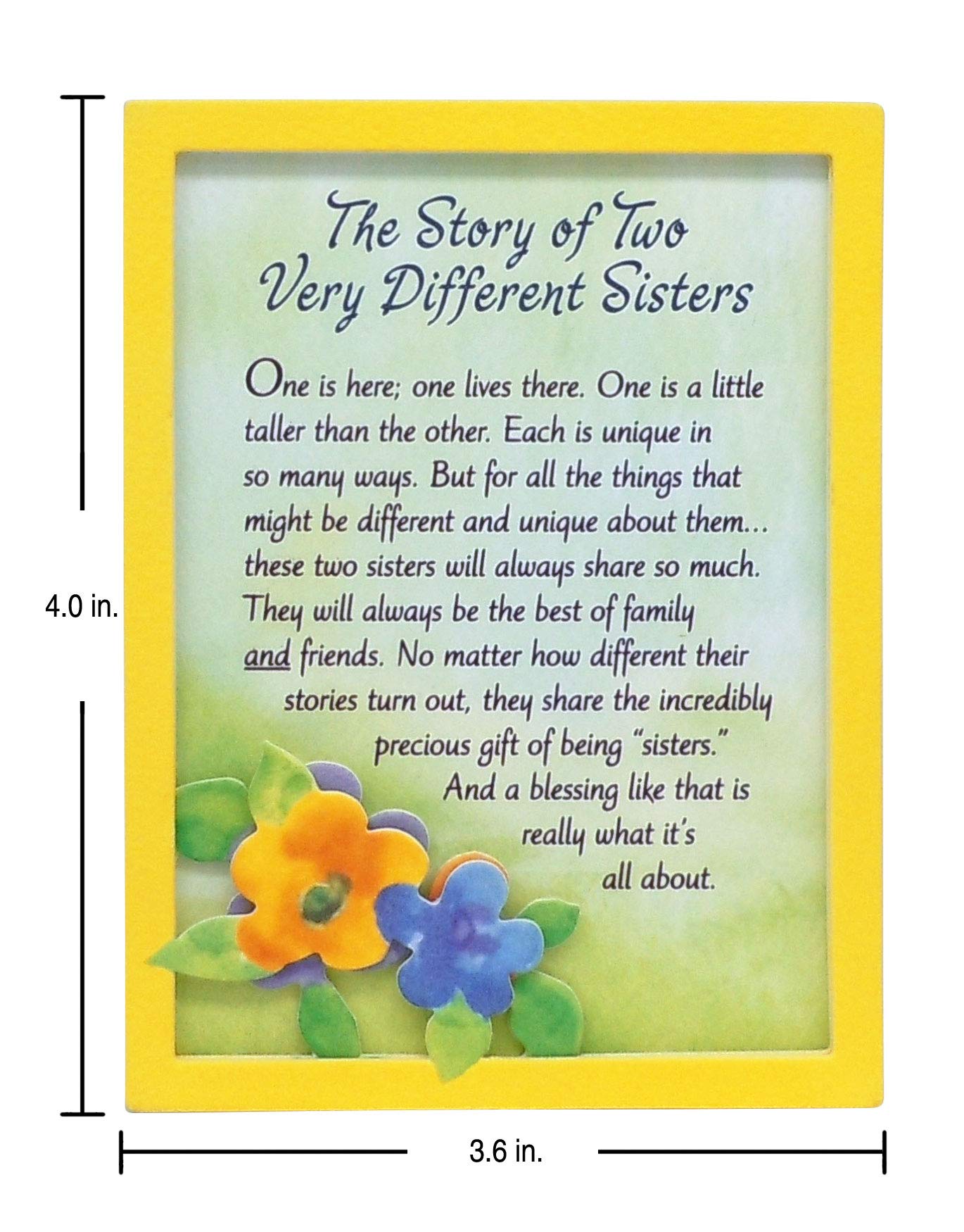 Blue Mountain Arts Miniature Easel Print With Magnet ''The Story Of Two Very Different Sisters'' 4.9 X 3.6 In., Sentimental Birt