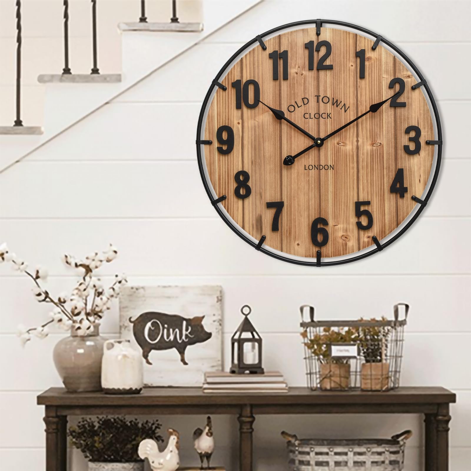 Emax Home Large Old Town Farmhouse Wall Clock