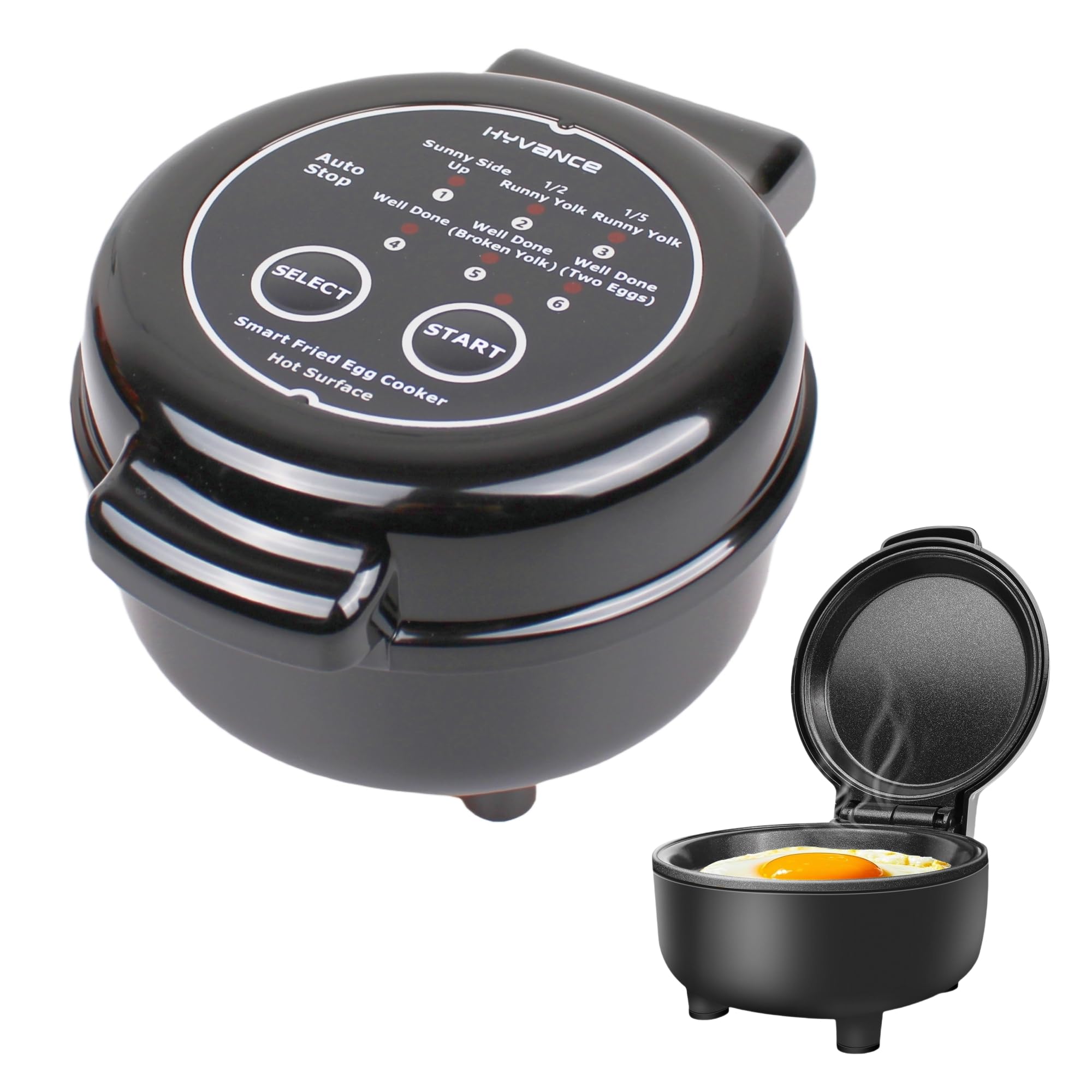 Hyvance Smart Fried Egg Cooker, Automatic Fried Egg Maker for 6 Features like Sunny Side Up, Over Easy, Fully Cooked & More. Aut