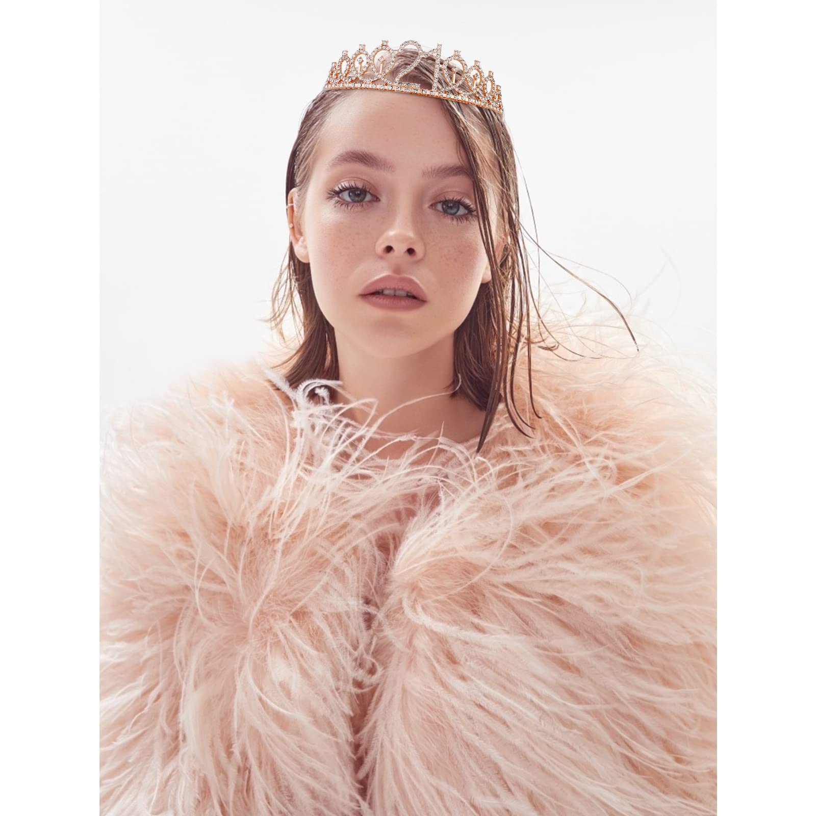 Cieher Rose Gold 21St Birthday Sash, Tiara And Decorations - Elegant 21 Year Old Birthday Gift Set