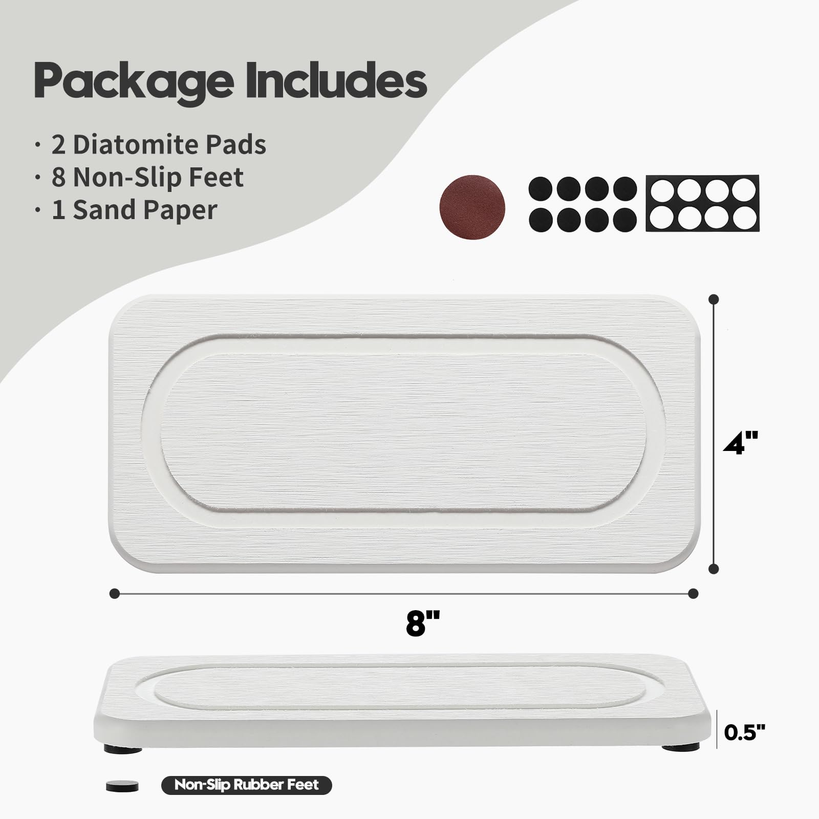 Homdiva 2Pack Diatomite Stone Coasters Water Absorbing Sink Tray For Kitchen & Bathroom Counter, Quick Dry Soap Dish Makeup Vani