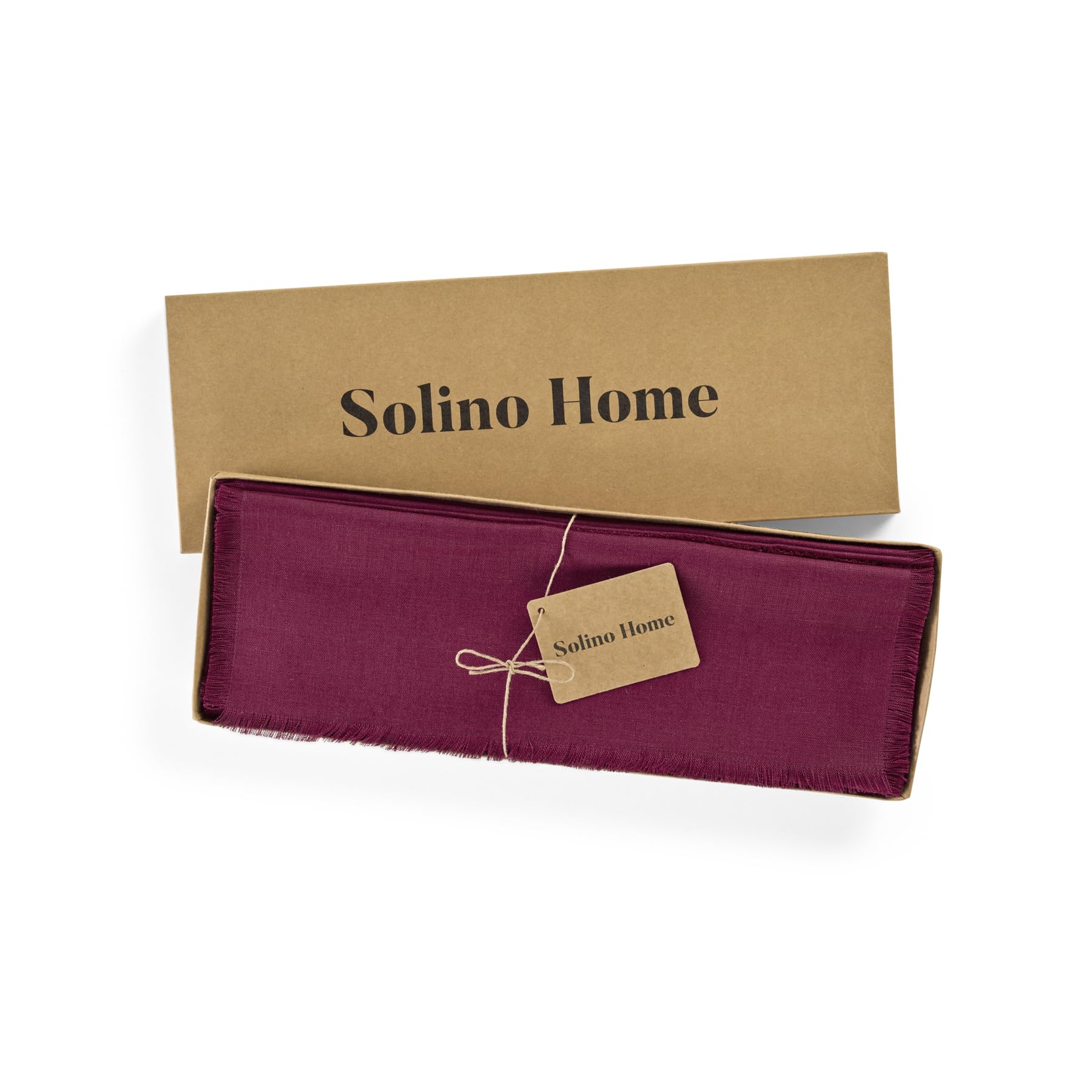 Solino Home Fringe Linen Placemats 19'' L X 14'' W Inch - 100% Pure Linen Beet Cloth Placemats Set Of 4 - Washable Fabric Place