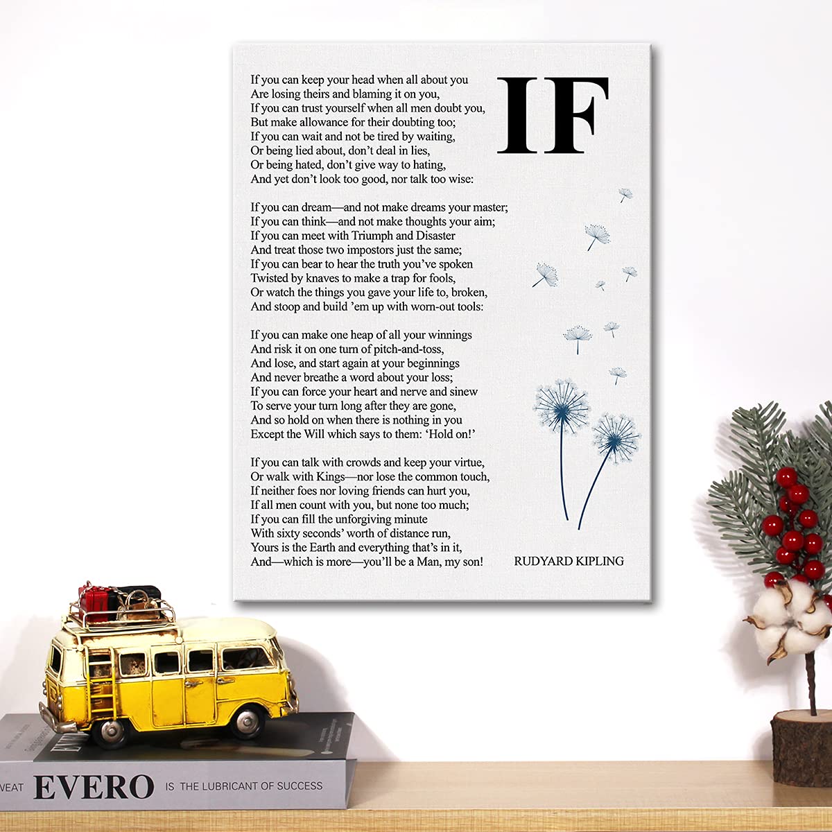 Inspirational Canvas Wall Art Motivational If Poem Rudyard Kipling Quote Canvas Print Positive Canvas Painting Office Home Wall