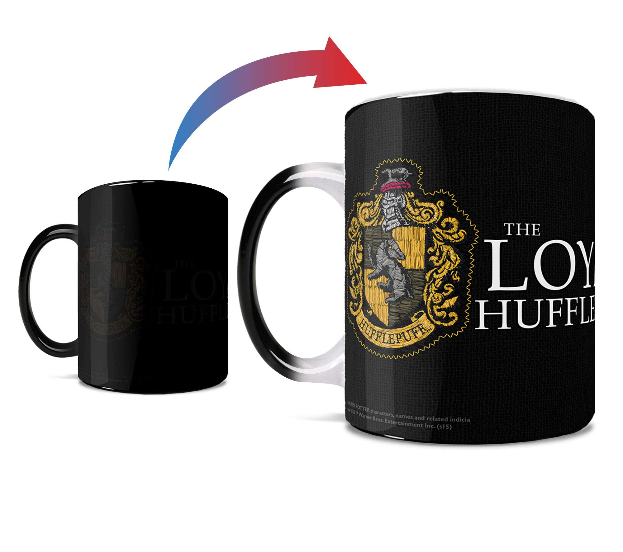 Morphing Mugs Harry Potter - Hufflepuff - Hogwarts Robe Design - One 11 Oz Color Changing Heat Sensitive Ceramic Mug - Image Rev