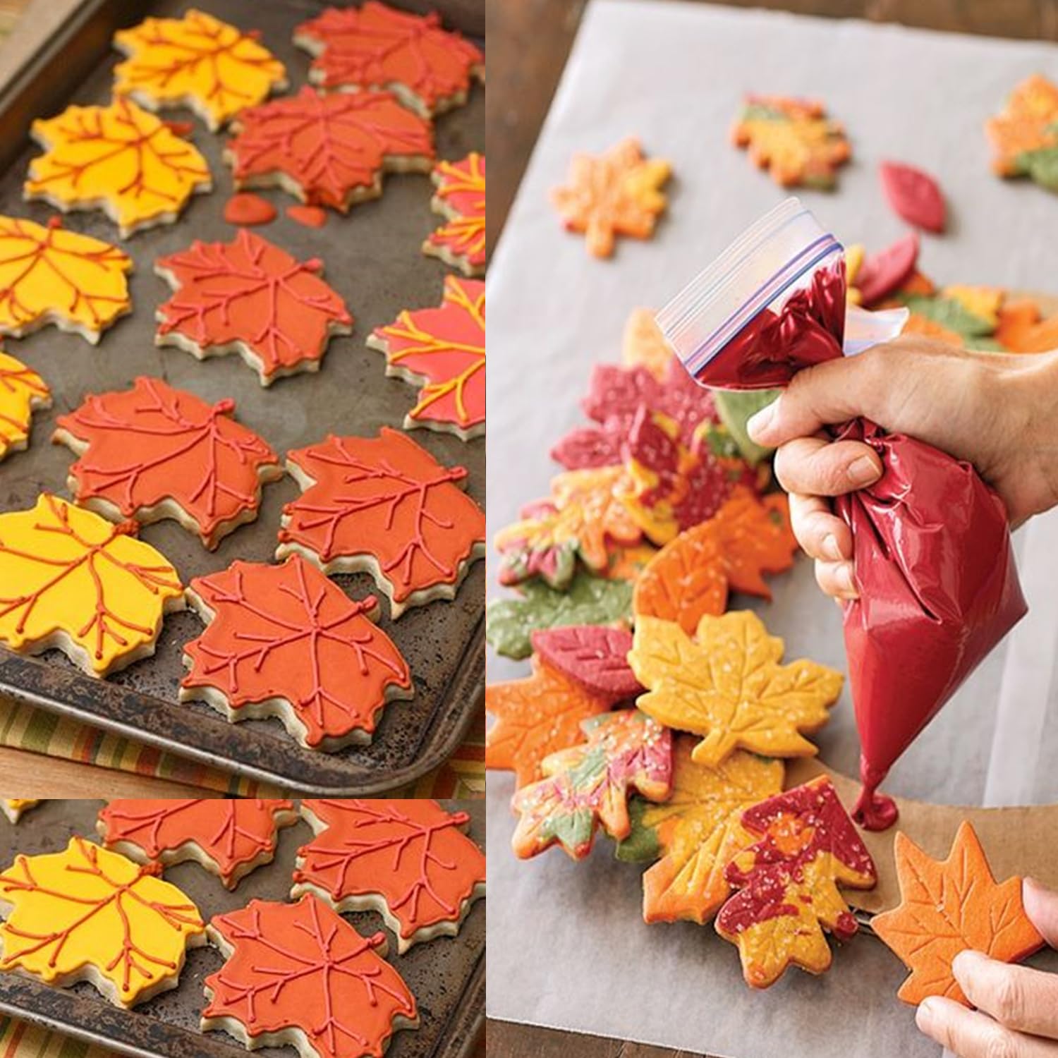 3 Pcs Fall Leaves Cookie Cutters, Large Size 3.2'' To 4.5'' Thanksgving Cookie Cutter Holiday Themed Shapes Of Maple Leaf, Oak L