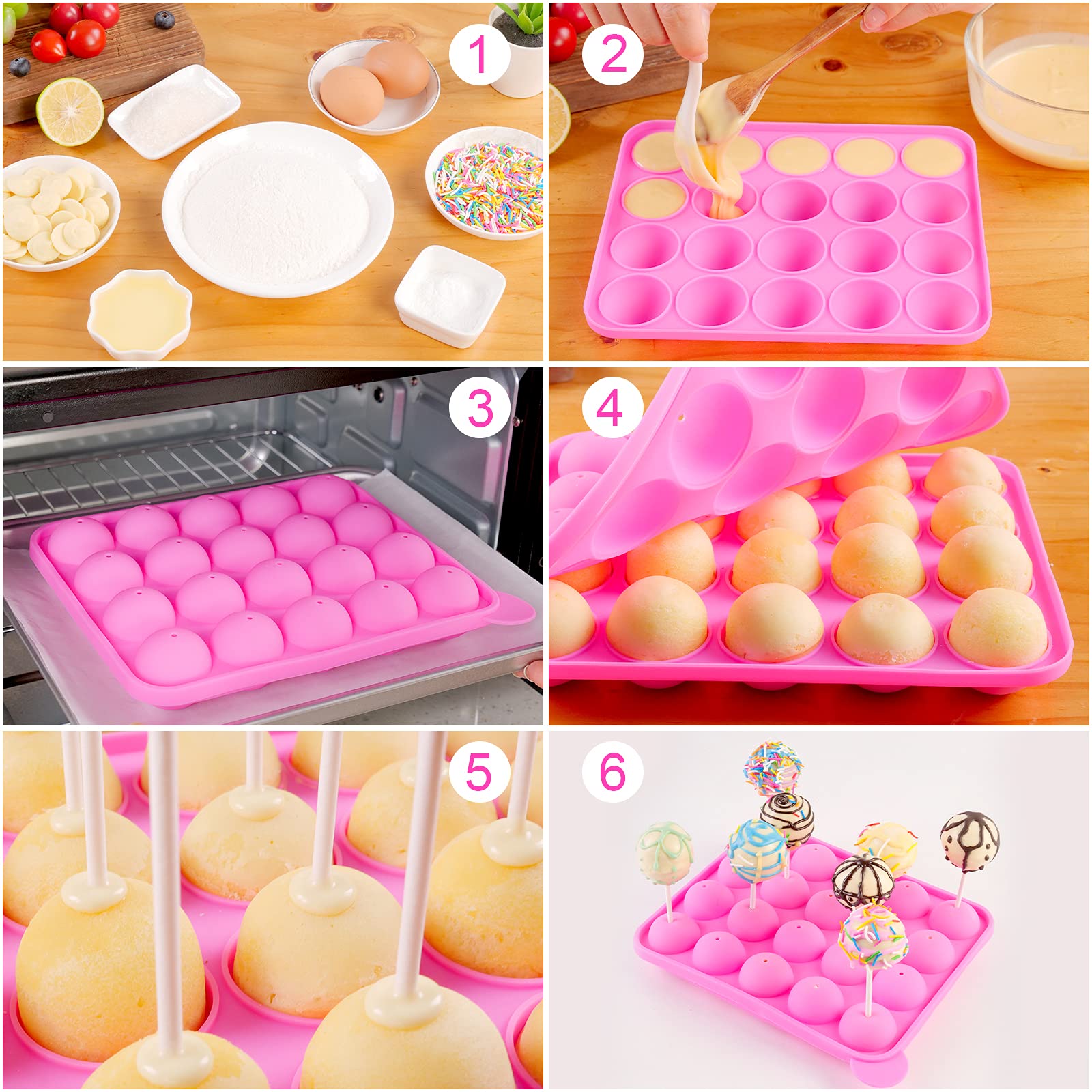 Cake Pop Maker Kit With 2 Silicone Mold Sets With 3 Tier Cake Stand, Chocolate Candy Melts Pot, Silicone Cupcake Molds, Paper Lo