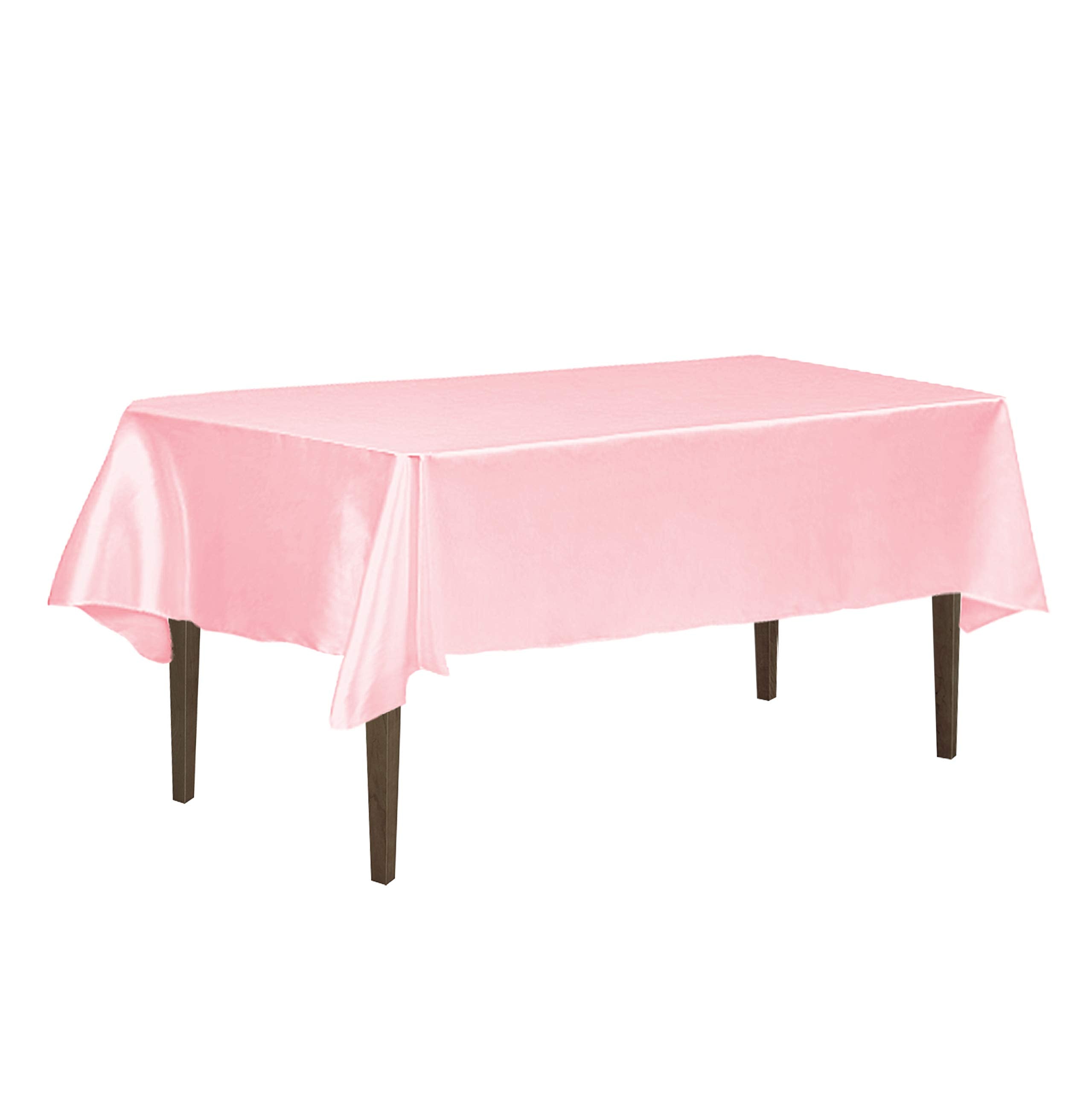 LinenTablecloth 60 x 102Inch Rectangular Satin Tablecloth Pink