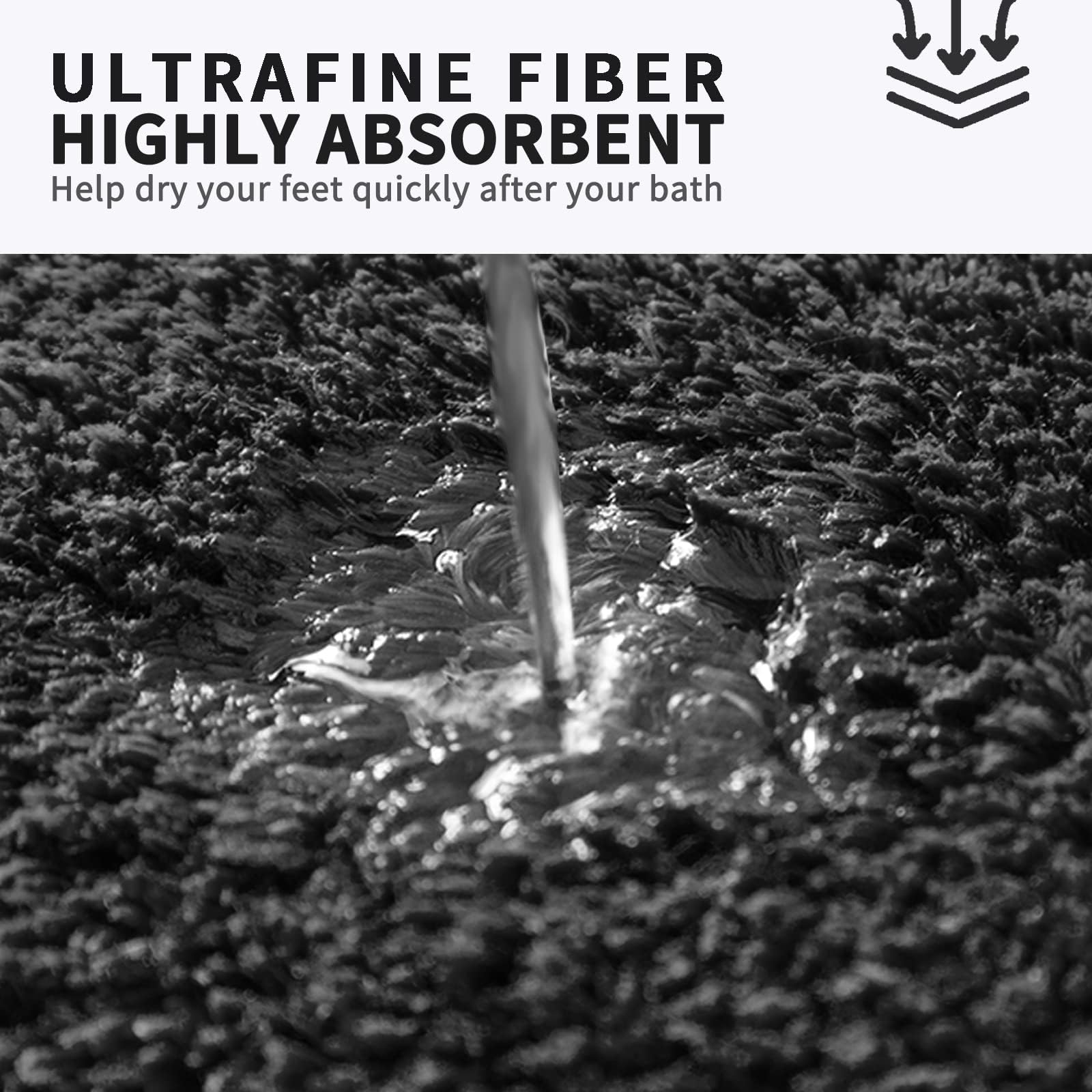 FIFU Bathroom Rug Mat Non Slip  Extra Soft and Absorbent Microfiber Bath Rugs  Plush Shaggy Bath Carpet Runner  Machine Washable  Bath Mats for Bathroom  Tub and Shower  24x48 Inches Black
