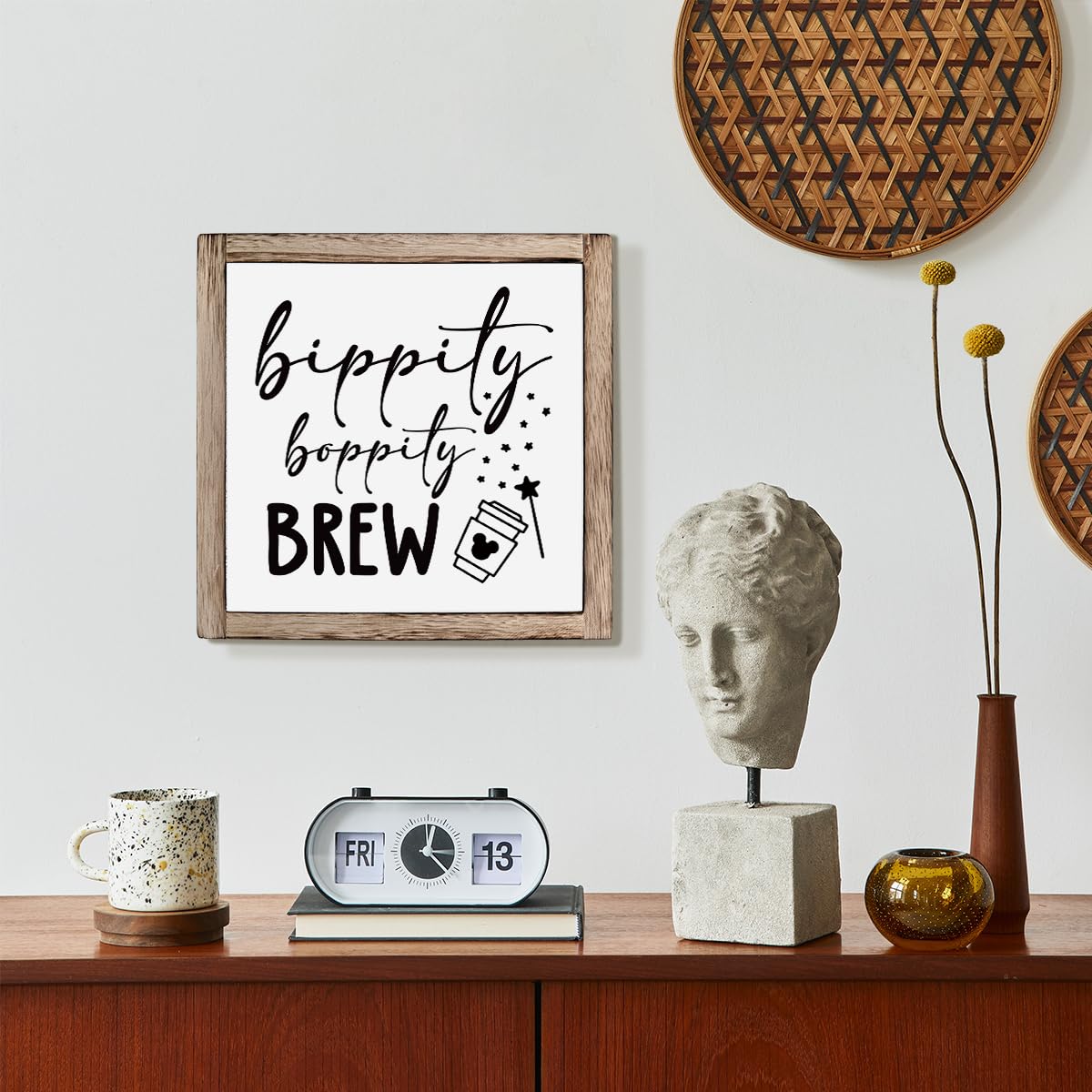 Bippity Boppity Wood Plaque Sign, Box Wood Plaques Desk D  cor, Rustic Wooden Coffee Table Sign, Kitchen Home Decor, Tabletop De