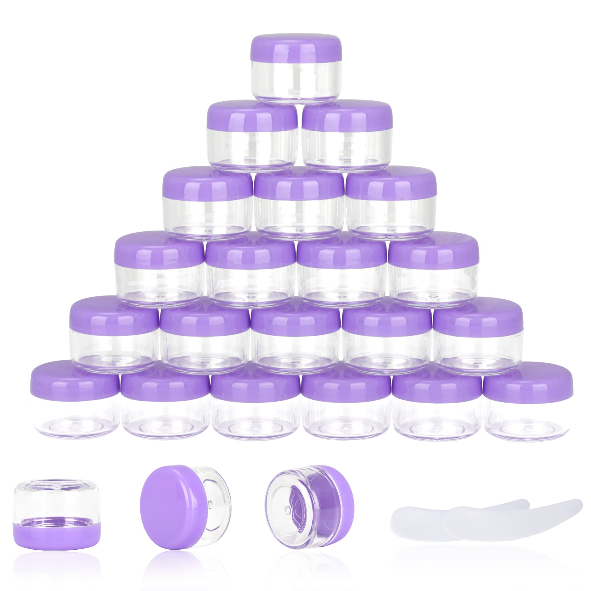 25Pcs 5 Gram Sample Containers, 5Ml Empty Jars With Lids, Small Cosmetic Containers, Mini Sample Jars With 2Pcs Mini Spatulas Fo