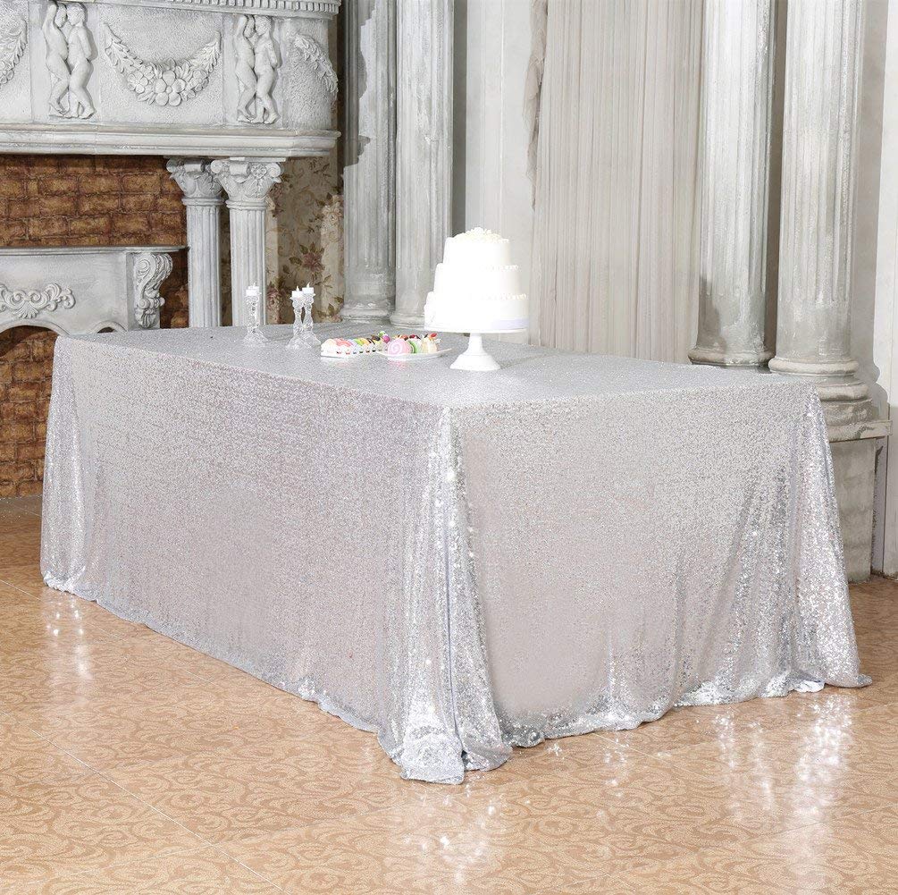 Partydelight Sequin Tablecloth, Rectangular, 60''X120'', Silver