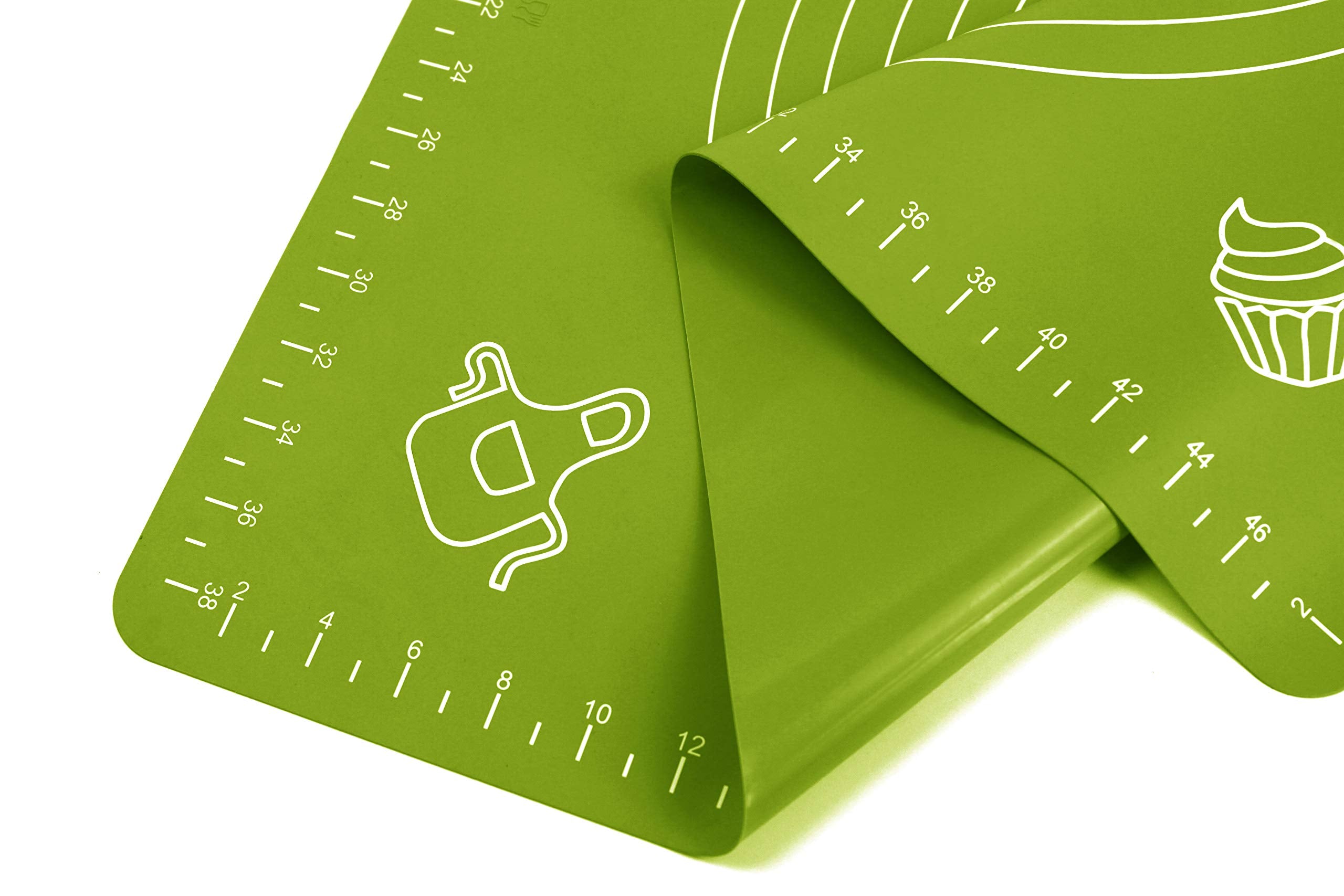 Silicone Baking Mat For Pastry Rolling Dough With Measurements, 19.7'' X 15.7'' Bpa Free Non Stick And Non Slip Green Table Shee