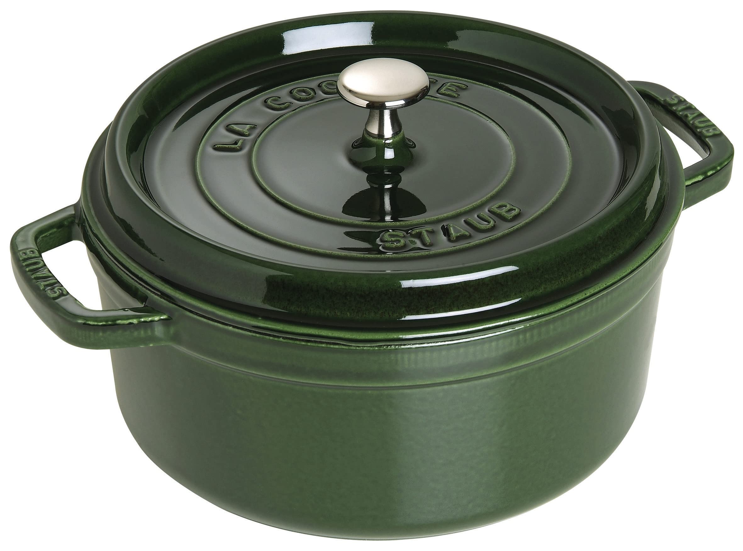 Staub Cast Iron Roaster/Cocotte, Round, 24 Cm, 3.8 L, Basil/Green