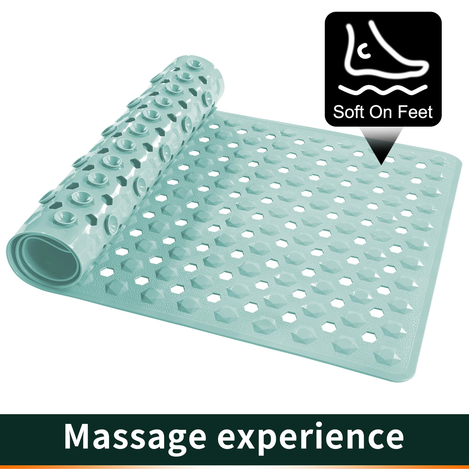 Yimobra Bathtub Shower Mat 27.5 X 15.5, Non Slip Bath Mats For Tub Floor With Drain Hole And Suction Cups, Soft On Feet, Machine