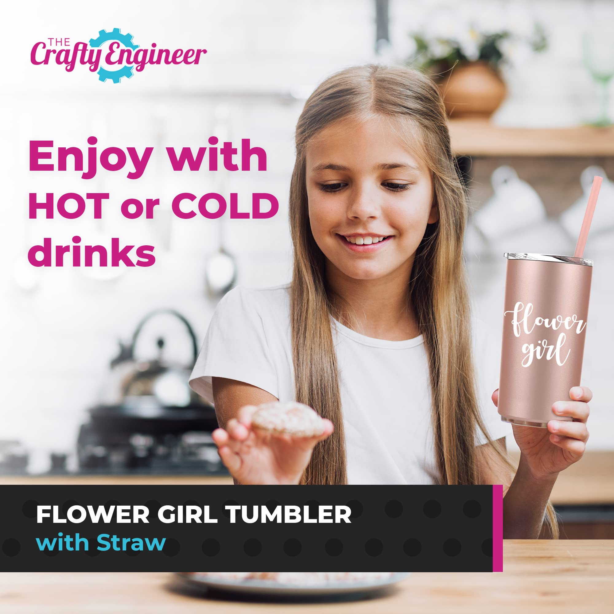 The Crafty Engineer Charming Flower Girl Tumbler With Straw - Flower Girl Proposal Gifts For Wedding Day - Double-Walled Stainle