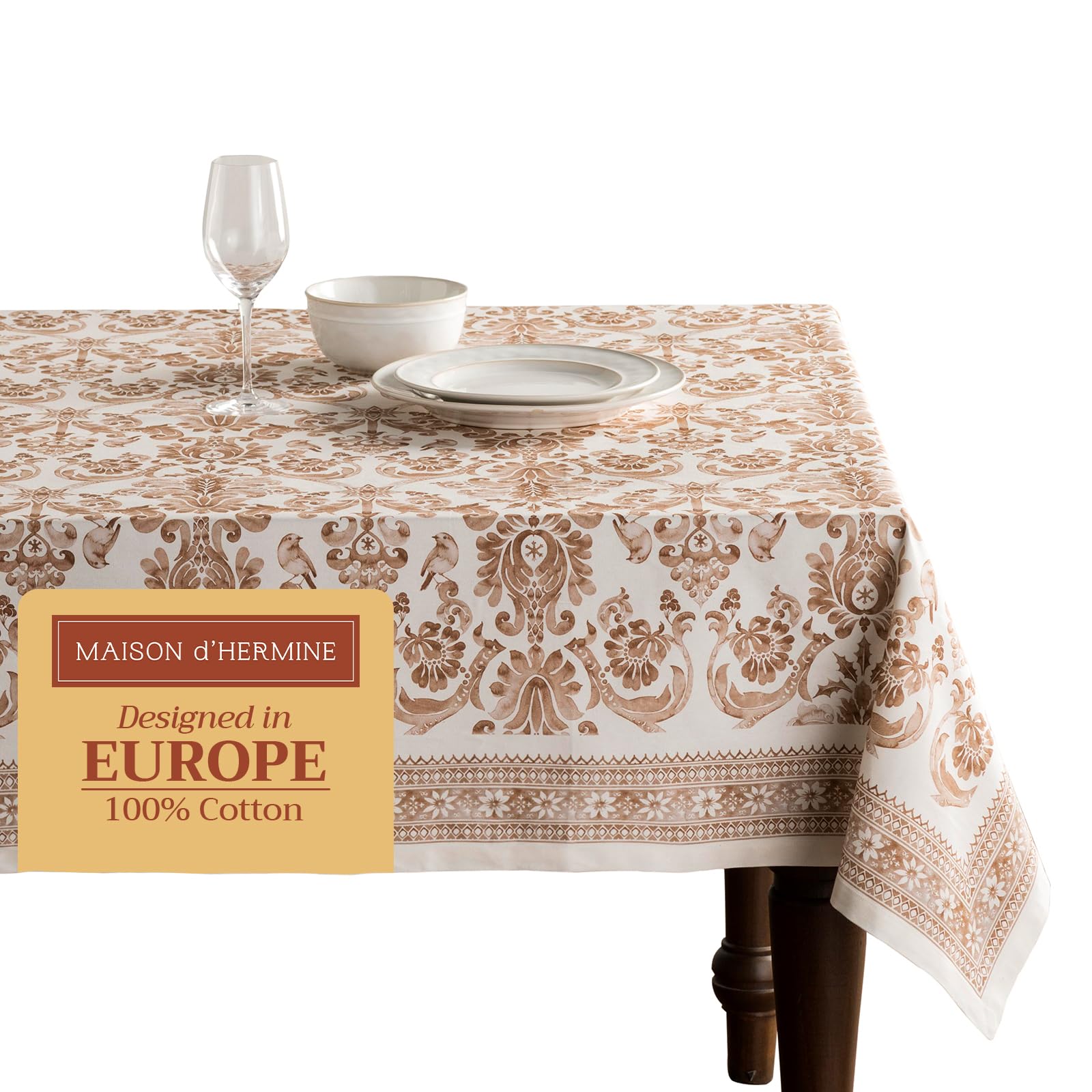 Maison D' Hermine 100% Cotton Table Cover - 54''X54'' Square Decorative Tablecloth - Washable Tablecloths For Dining, Home, Farm