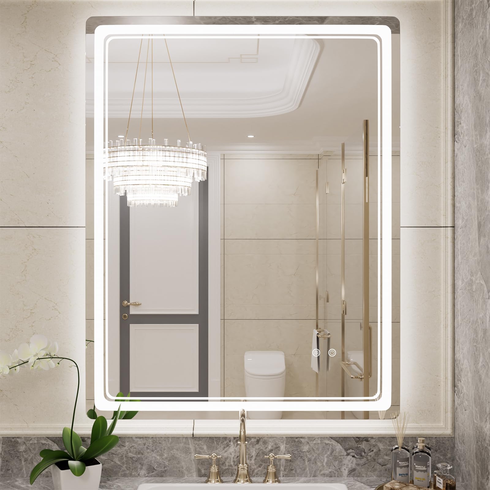 Wallbeyond Led Bathroom Mirror With Lights, 28 X 36 Inch Led Bathroom Vanity Mirror For Wall With Front And Backlit, Anti Fog Mi