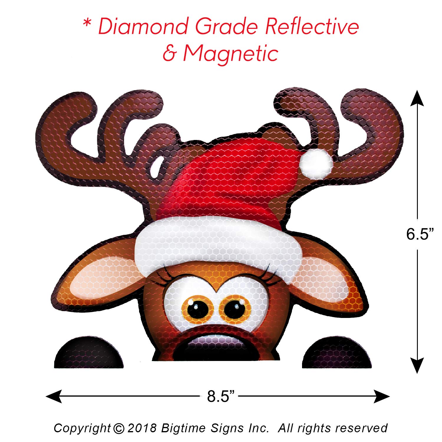 Bigtime Signs Jumbo Reflective Magnetic Santa'S Helper Reindeer Face Car Decorations Kit - Funny Holiday Automotive Magnet (Rein