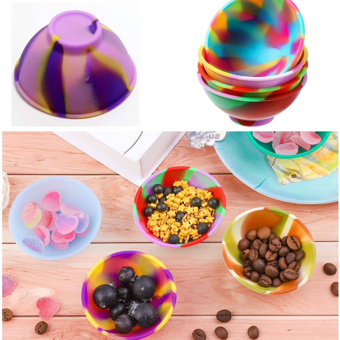 Sukpsy 4 Pcs Mini Multicolor Silicone Pinch Bowls Prep And Serve Bowls Reusable Kitchen Condiment Snack Bowls For Food Candy Sea