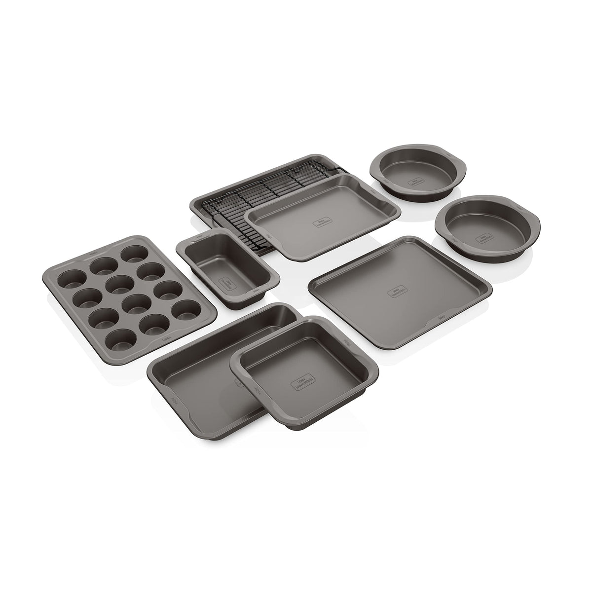 Ninja B39010 Foodi Neverstick Premium 10-Piece Bakeware Sheet Set, Oven Safe Up To 500F, With (2) Baking Sheets, Cookie Sheet, L