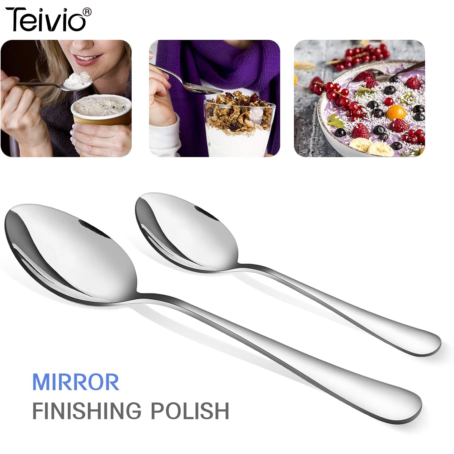 Stainless Steel Metal Serving Utensils - Large Set Of 9-10'' Serving Spoons, 10'' Slotted Spoons, And 9'' Serving Tongs By Teivi