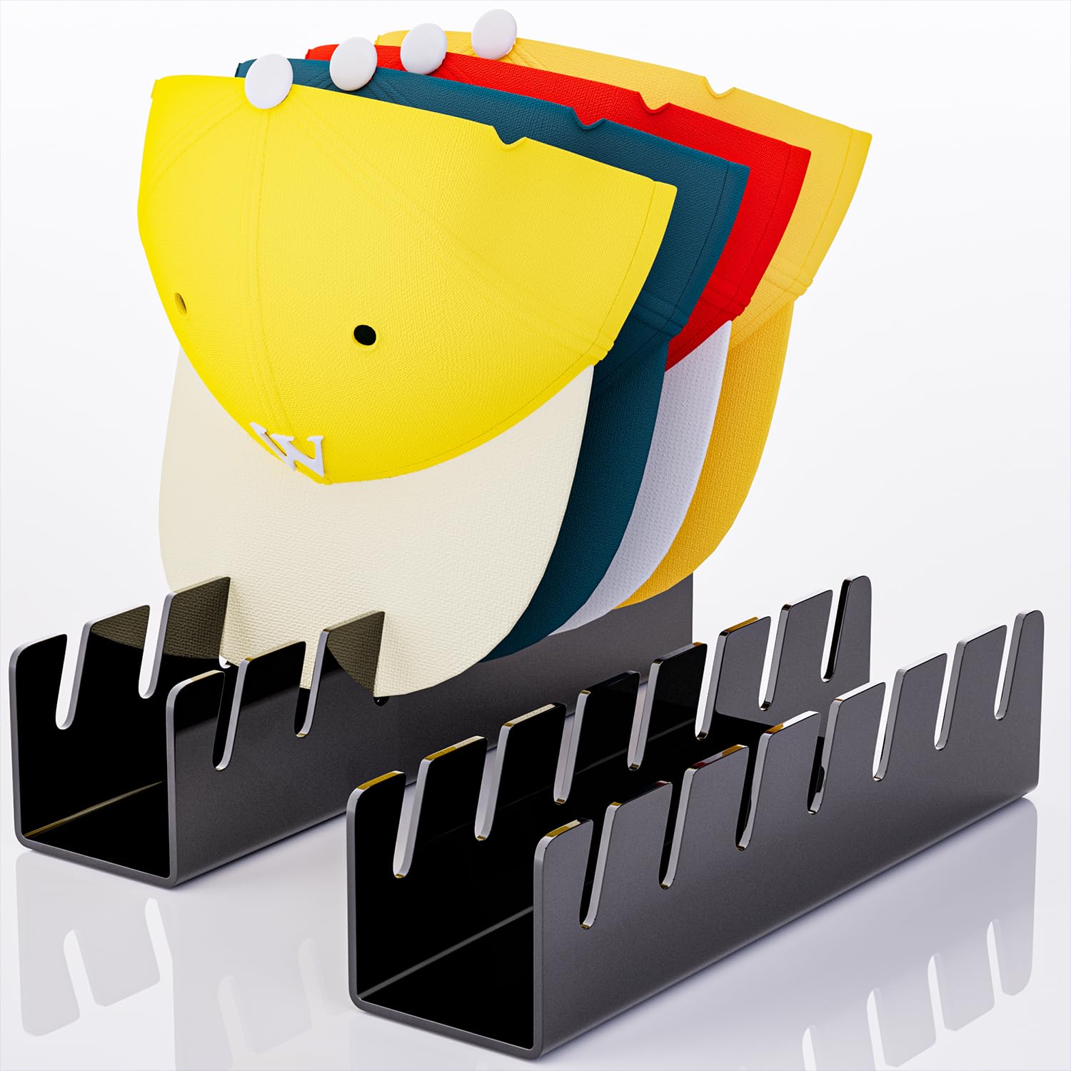 Actbio Hat Stand For Baseball Caps, 2 Pcs No Install Acrylic Hat Organizer For 14 Baseball Caps, Hat Holder Hat Storage Hat Disp