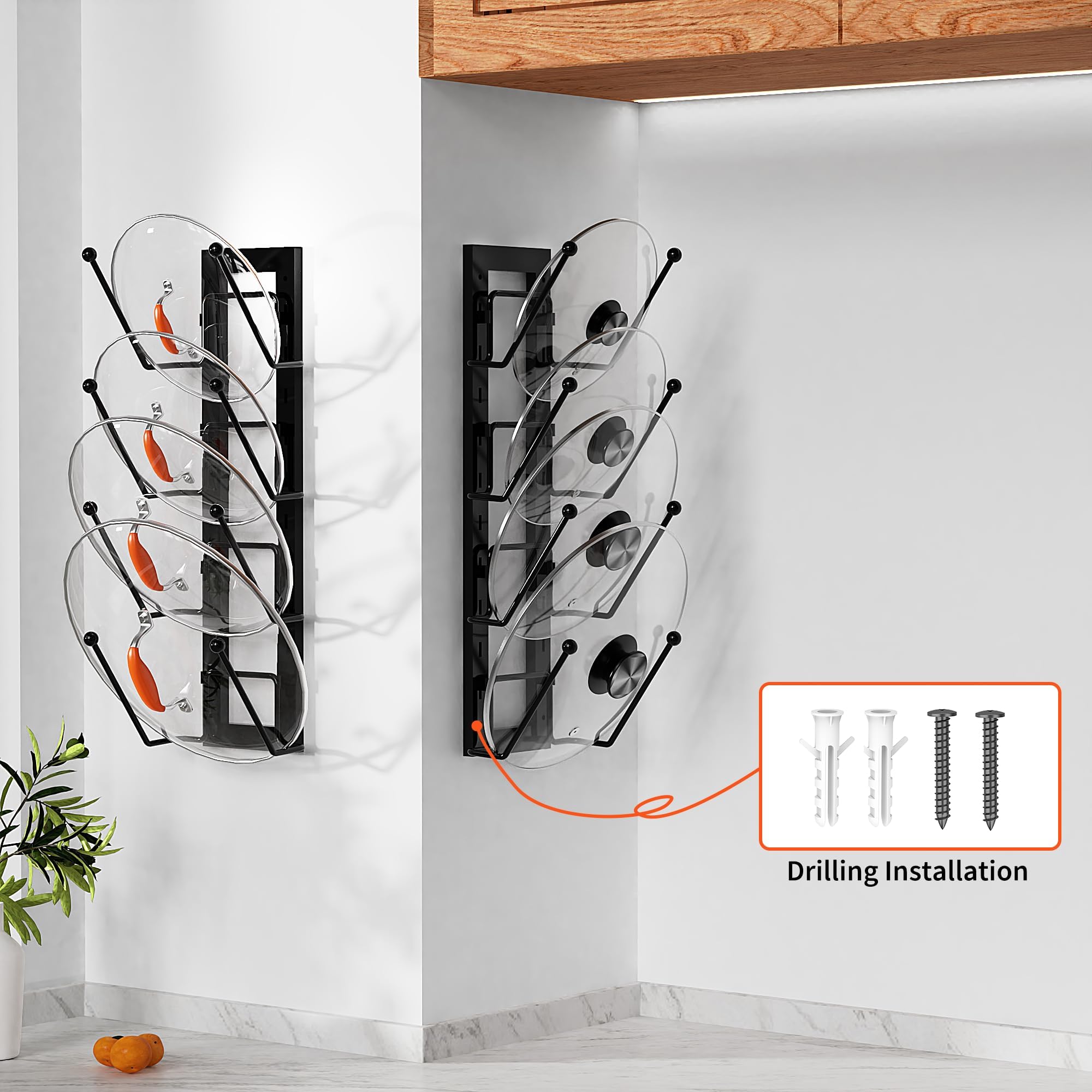 8 Layers Of Adjustable Pot Lid Organizer Rack For Cabinet Door/Wall