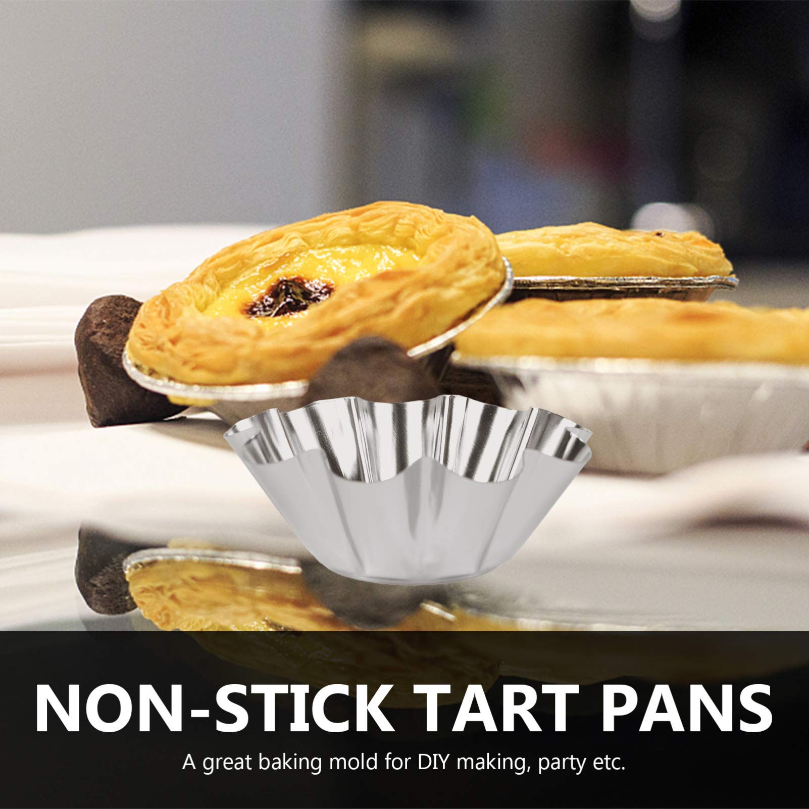 Luxshiny 6pcs Nonstick Tart Tins, Stainless Steel, Silver, Size 1 - Ideal for DIY Baking and Desserts