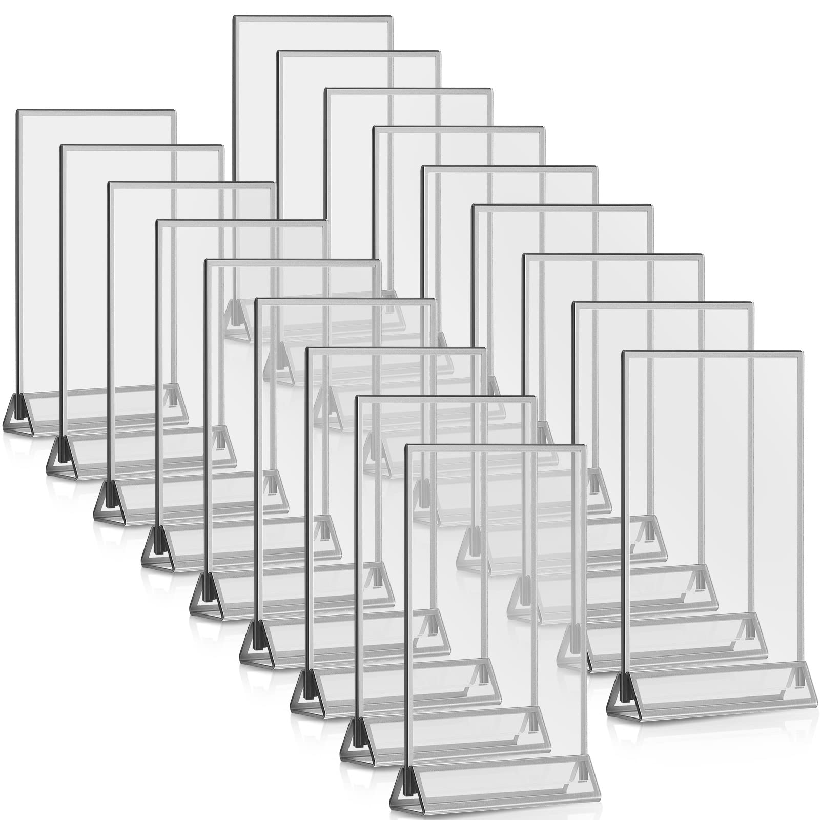 Yalikop 18 Pieces Frames Table Numbers Clear Table Sign Double Sided Picture Photo Frame Table Number Holder Acrylic Sign Holder
