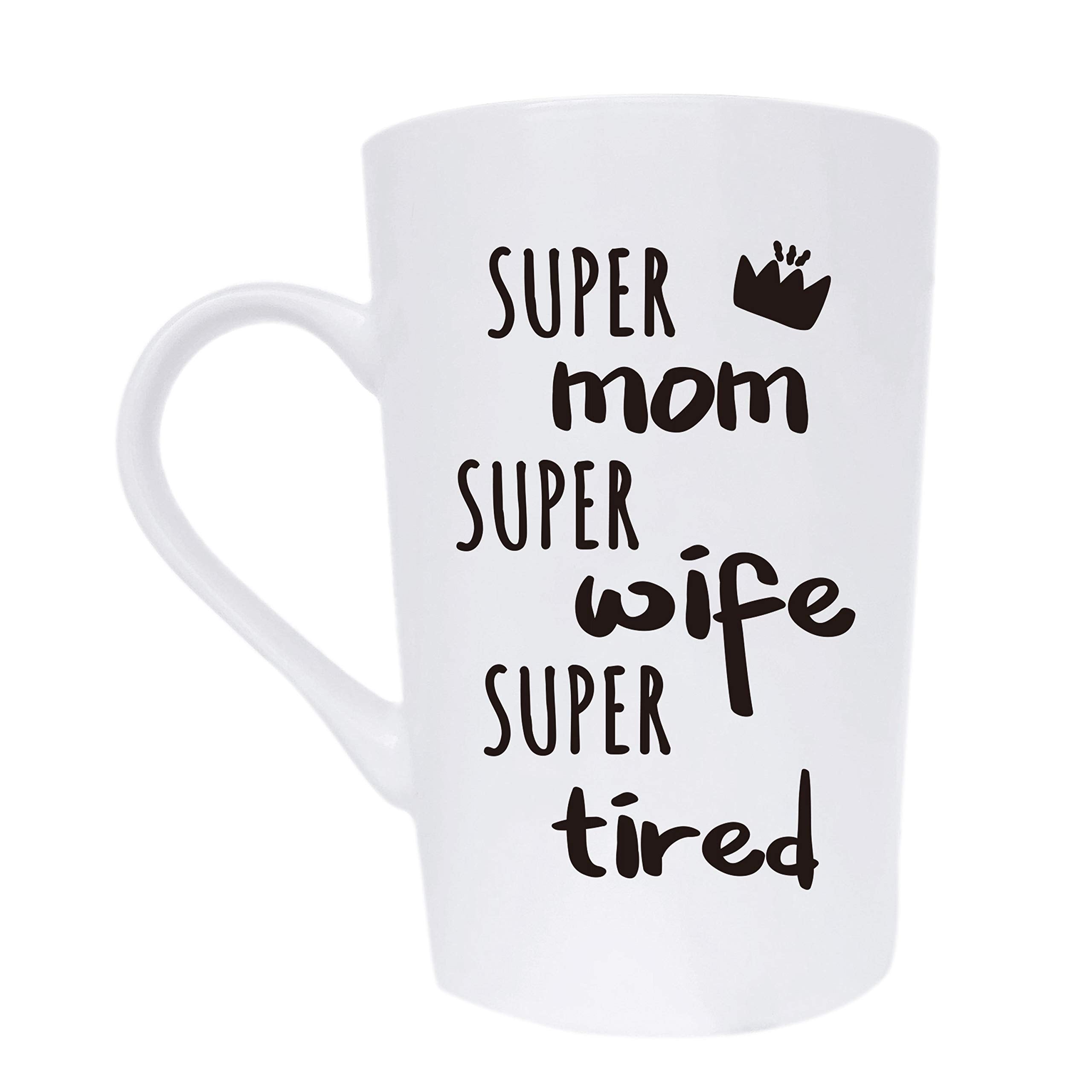 Mauag Mother'S Day Gifts Funny Coffee Mug For Mom Wife Christmas Gifts, Super Mom Super Wife Super Tired Cute Present From Daugh